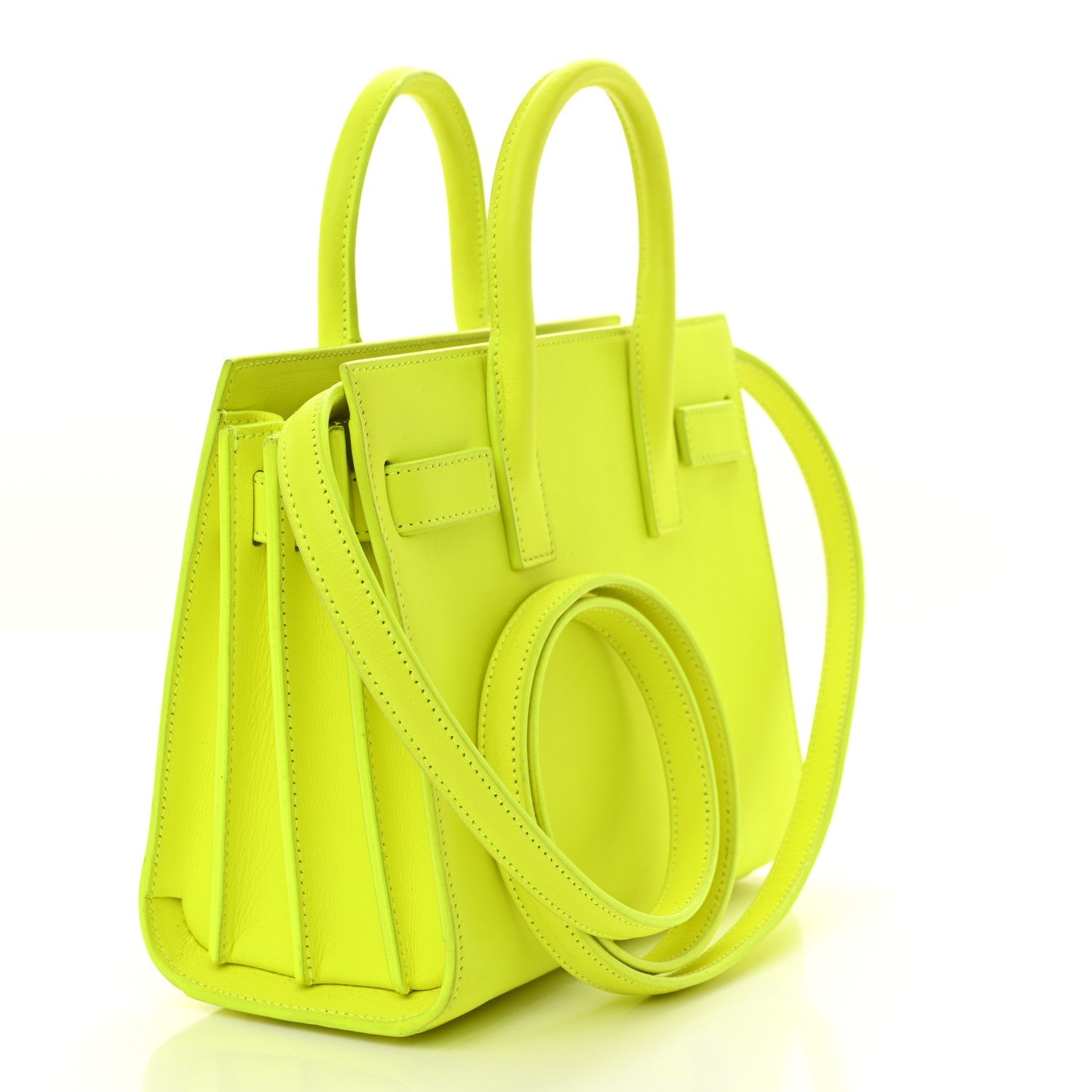 Calfskin Nano Sac De Jour Neon Yellow