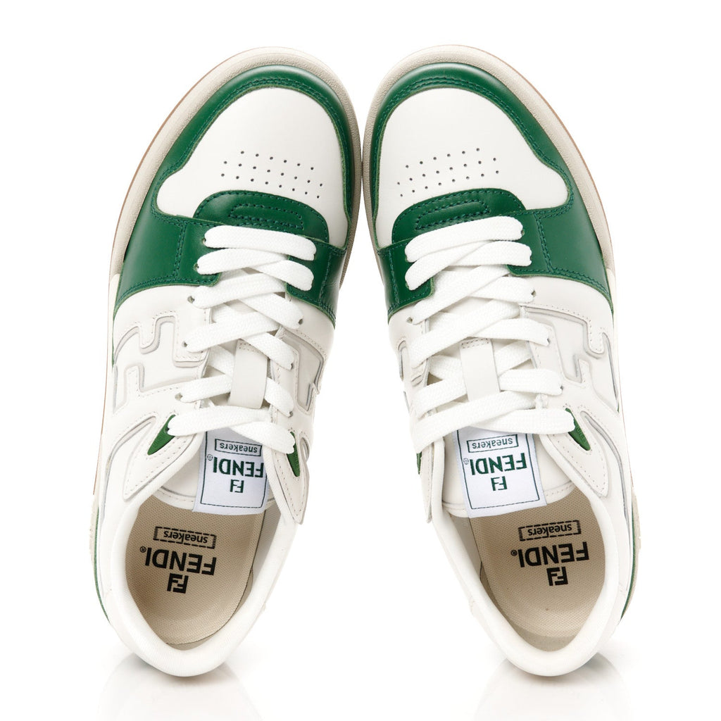 Vitello Mens Fendi Match Low Top Sneakers 8 White Green