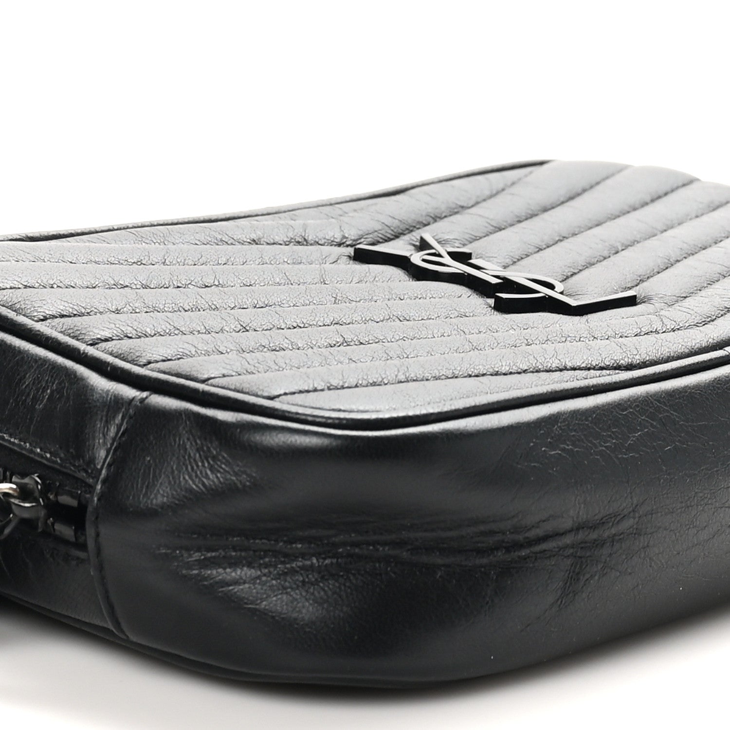 Calfskin Matelasse Monochrome Monogram Mini Lou Camera Bag Black