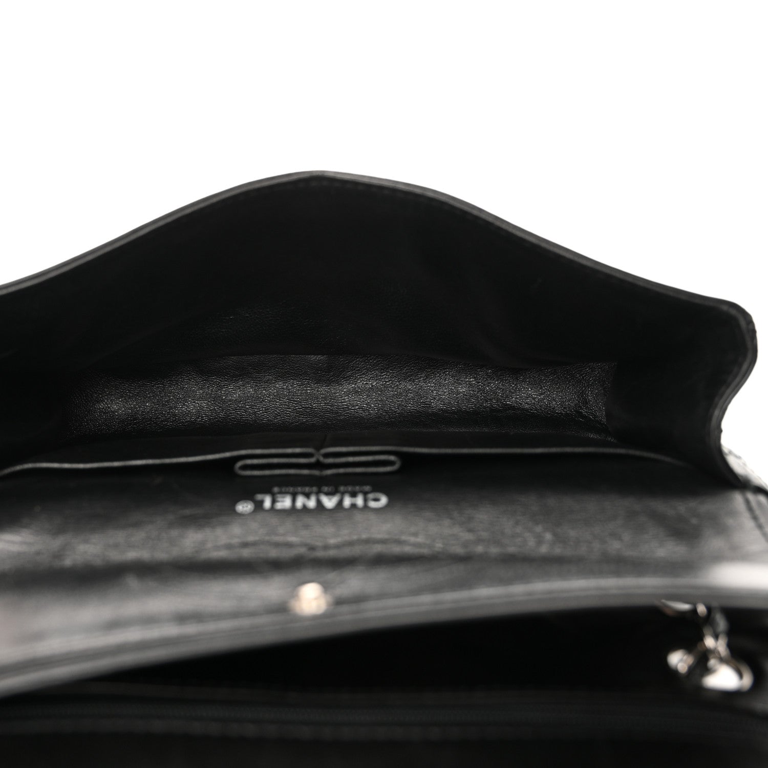 Patent Calfskin Quilted Medium Double Flap Black