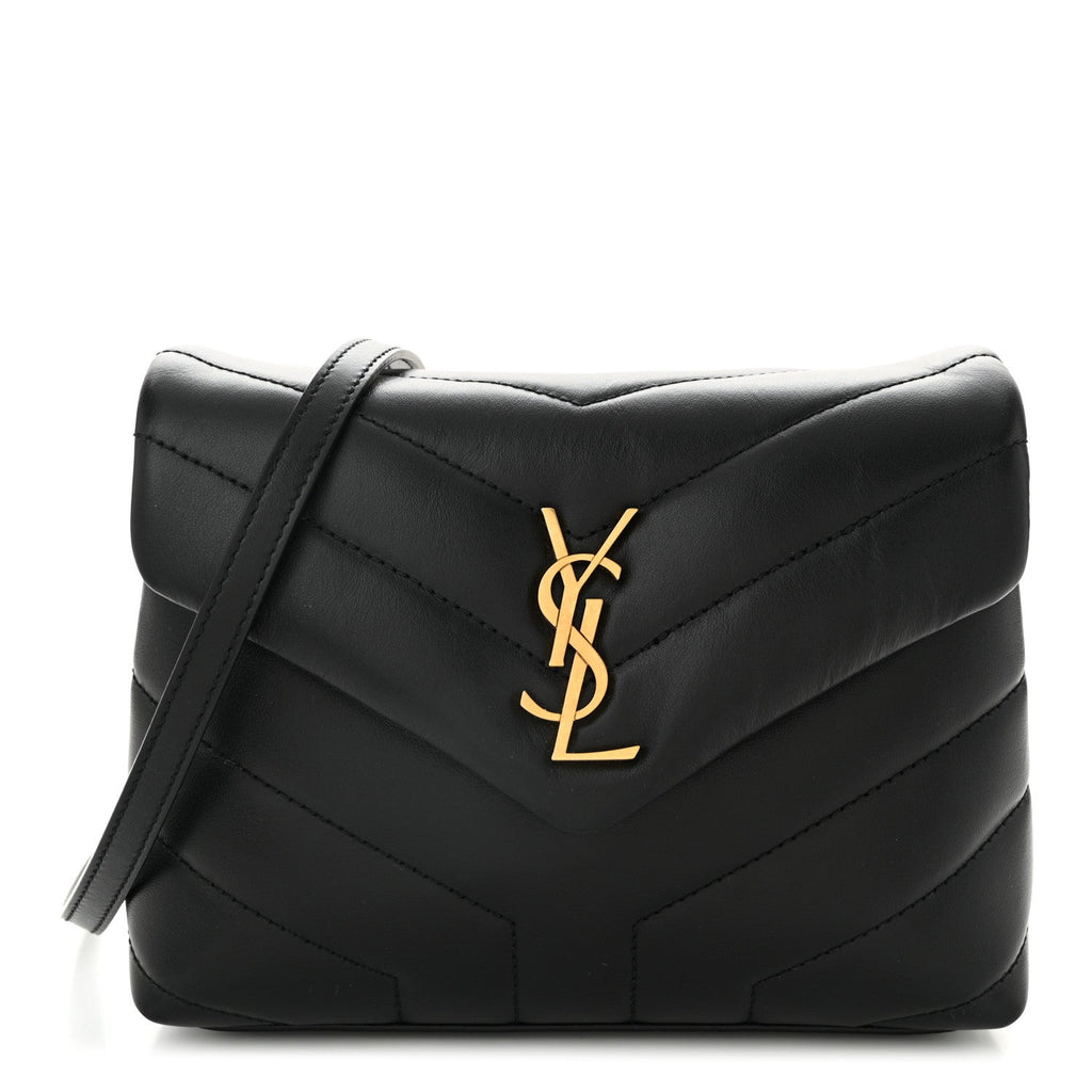 Calfskin Y Quilted Monogram Toy Loulou Crossbody Bag Black
