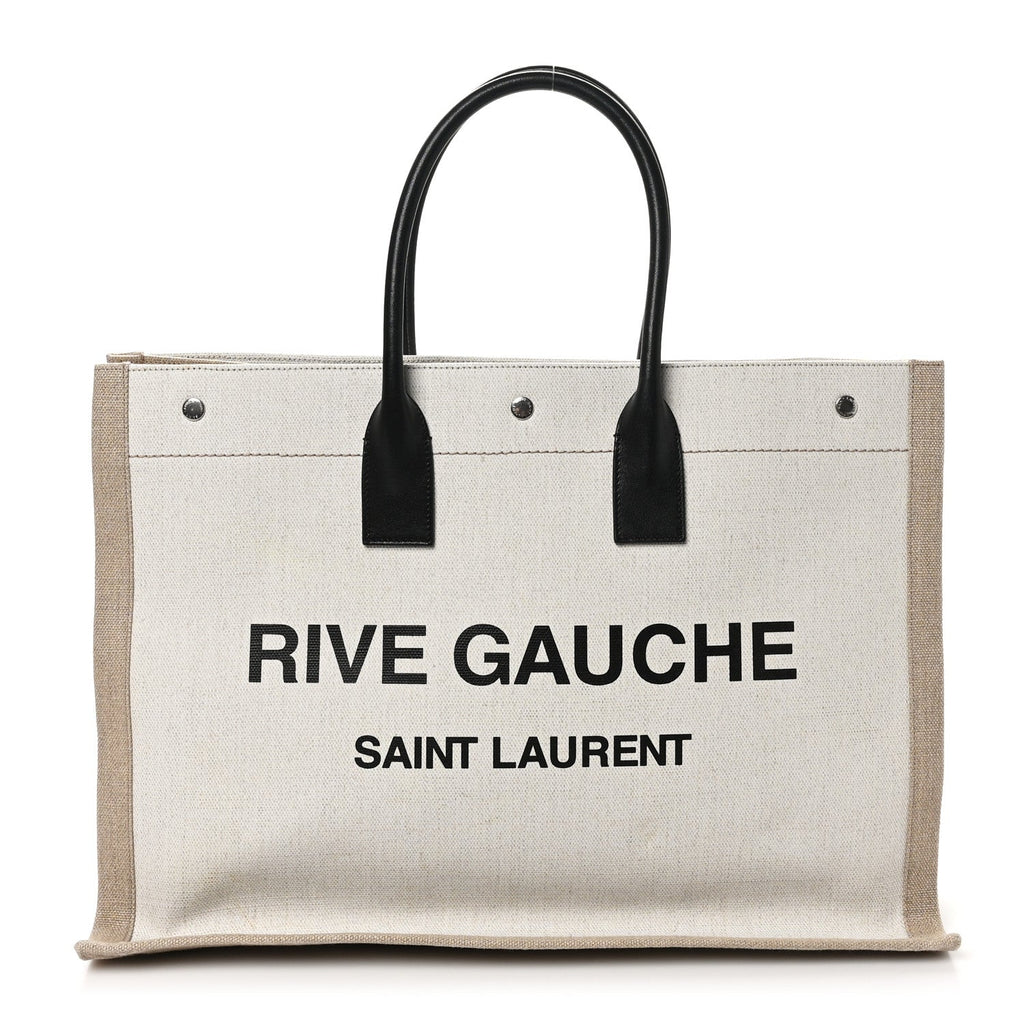 Linen Calfskin Rive Gauche Tote Optic White