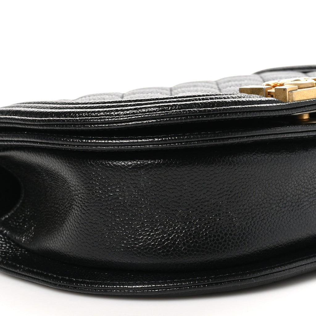 Caviar Quilted Small Boy Messenger Bag Black