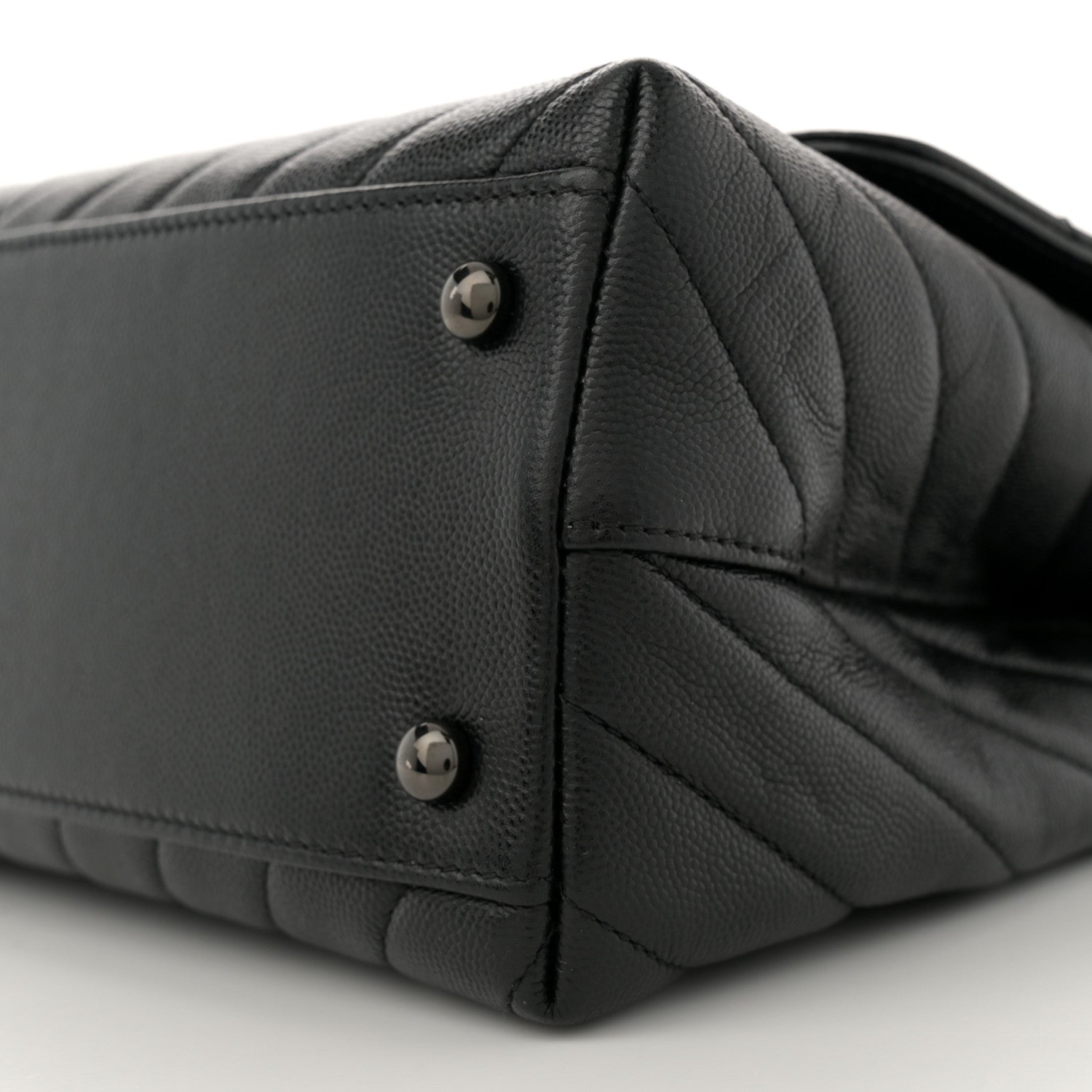 Caviar Chevron Quilted Small Coco Handle Flap So Black