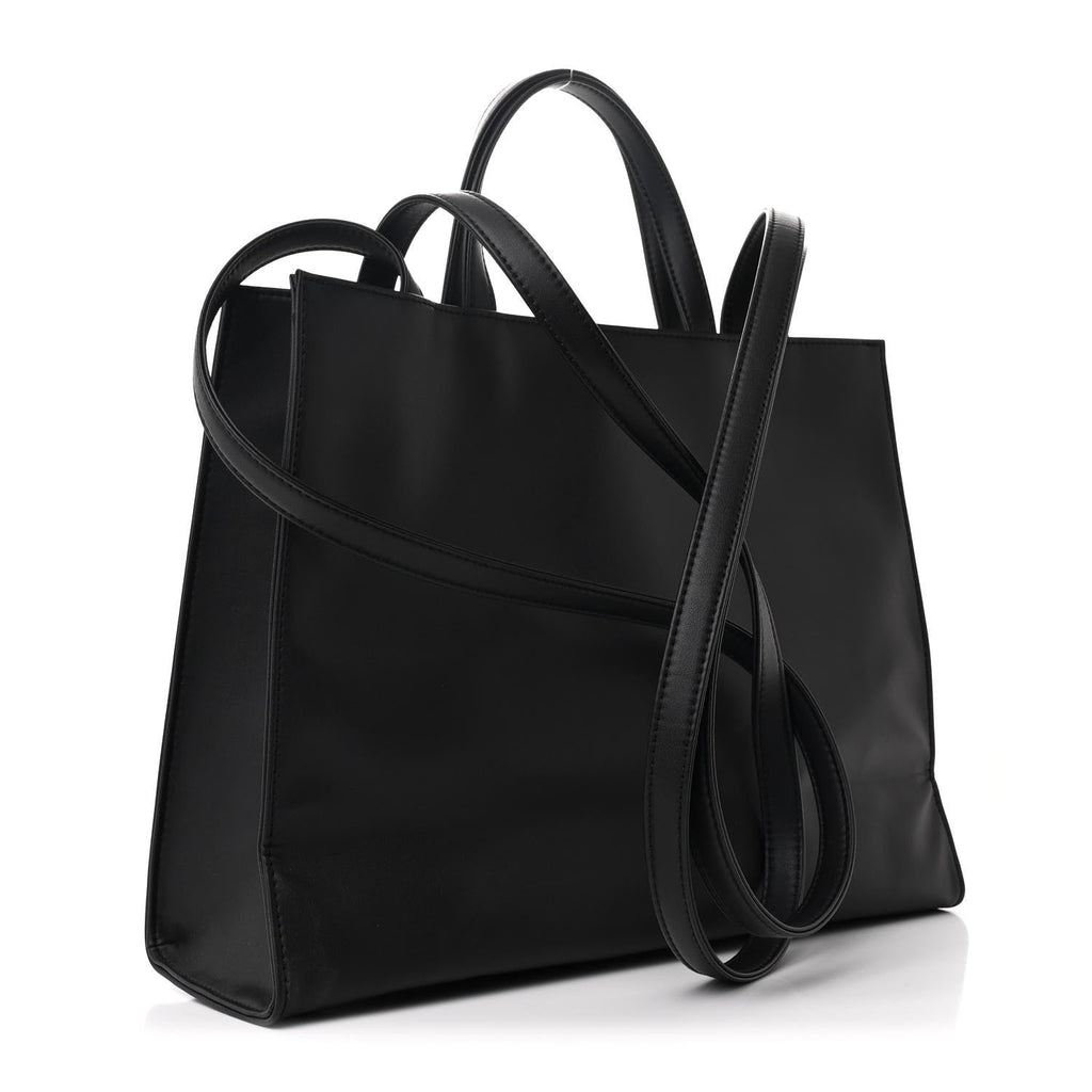 Vegan Leather Medium Shopping Bag Black