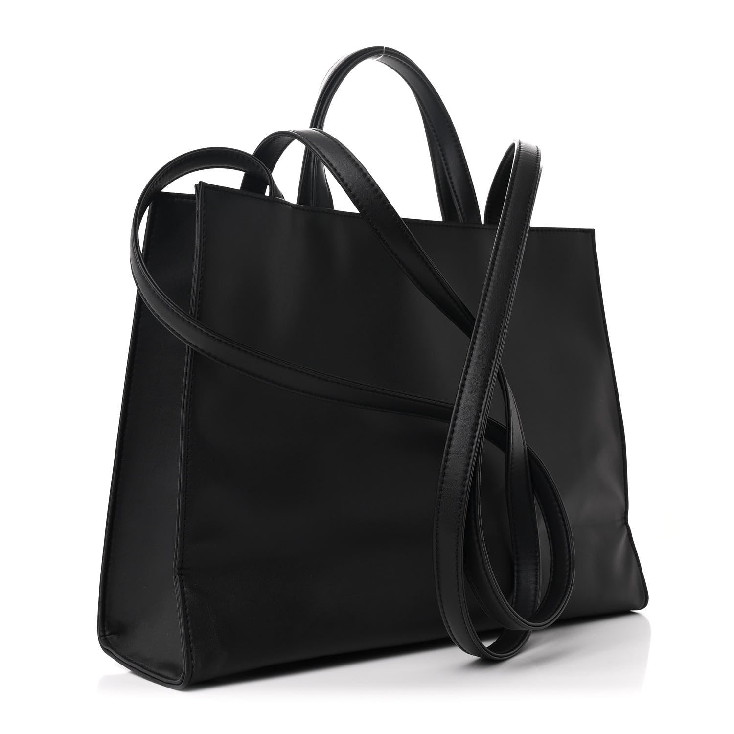 Vegan Leather Medium Shopping Bag Black