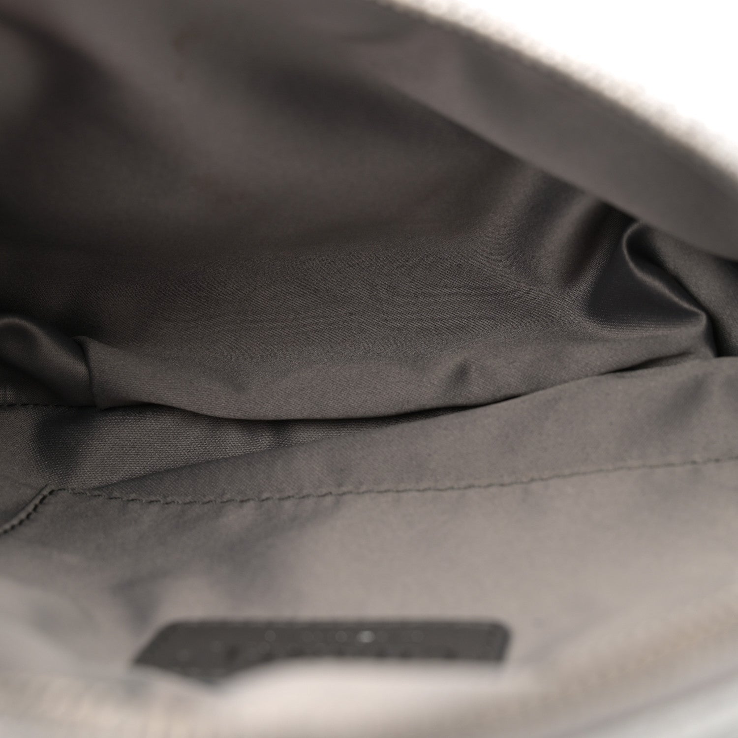 Metallic Calfskin Quilted Banane Waist Bag Fanny Pack Dark Silver