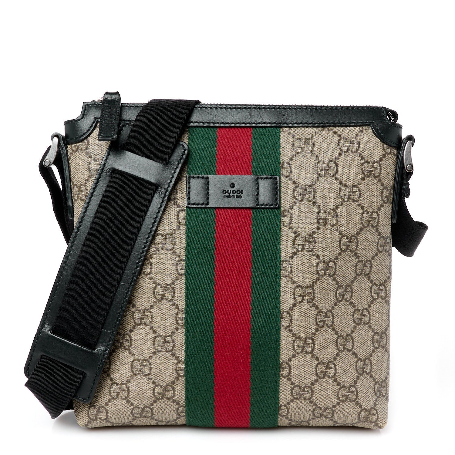 GG Supreme Monogram Web Messenger Bag Black