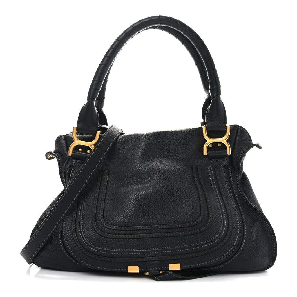 Calfskin Medium Marcie Satchel Black