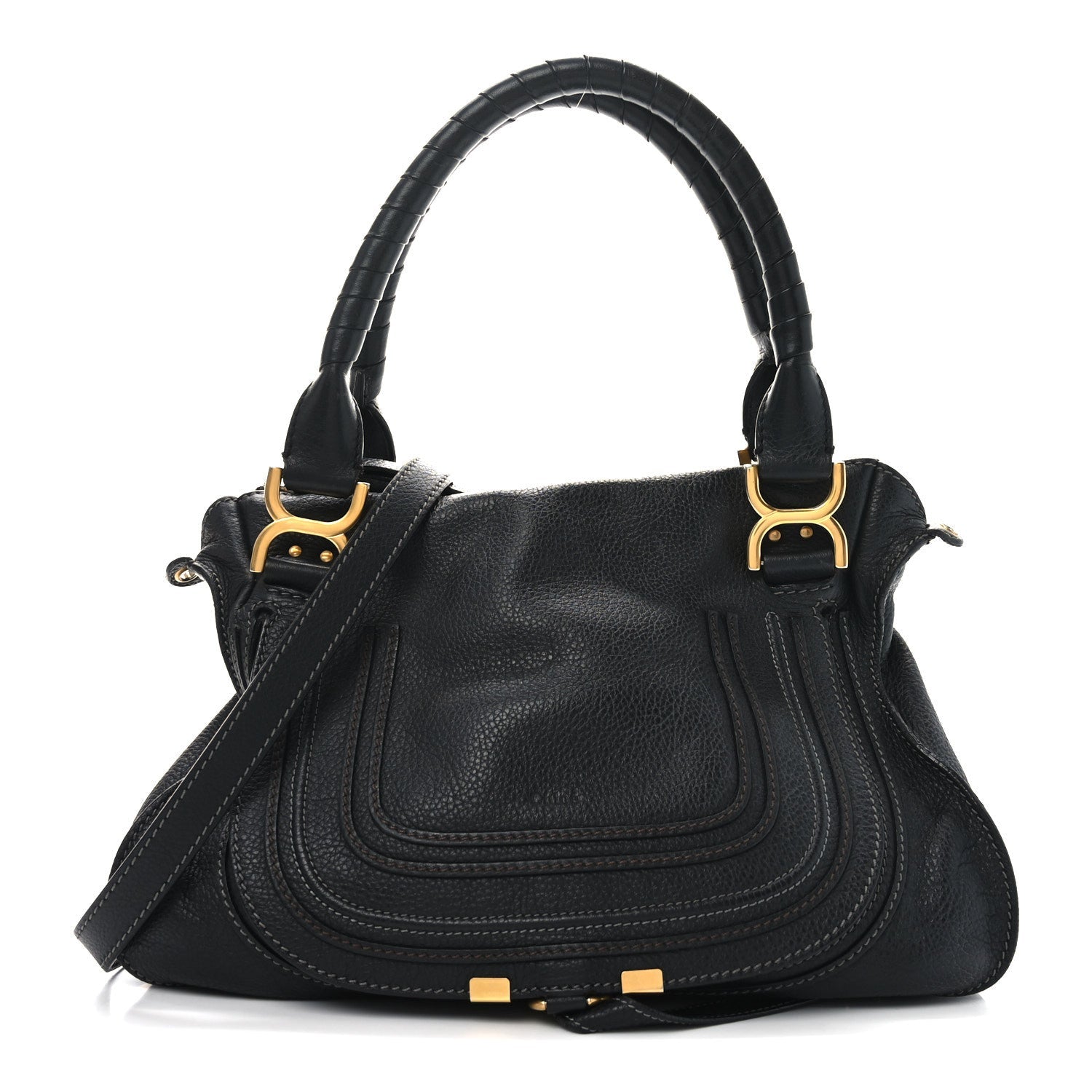 Calfskin Medium Marcie Satchel Black