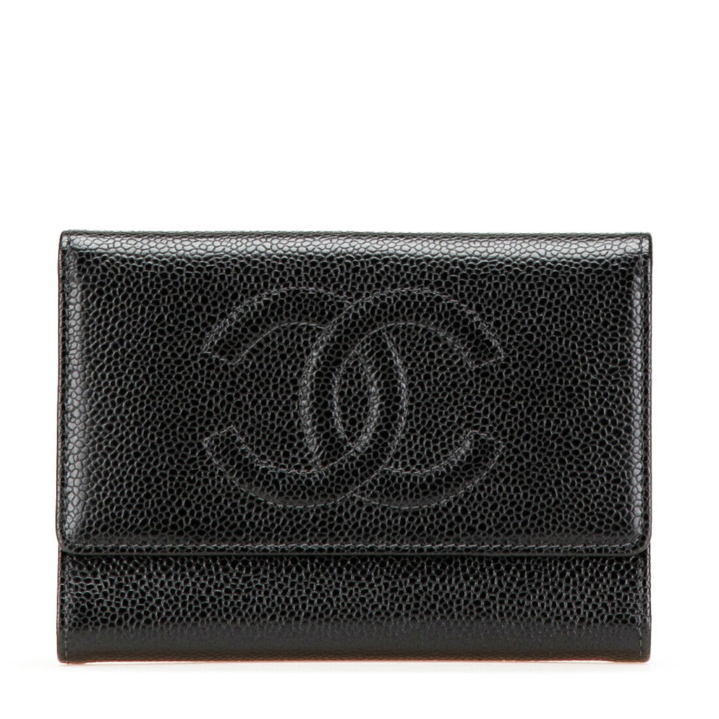 Chanel Coco Mark Caviar Skin Trifold Wallet