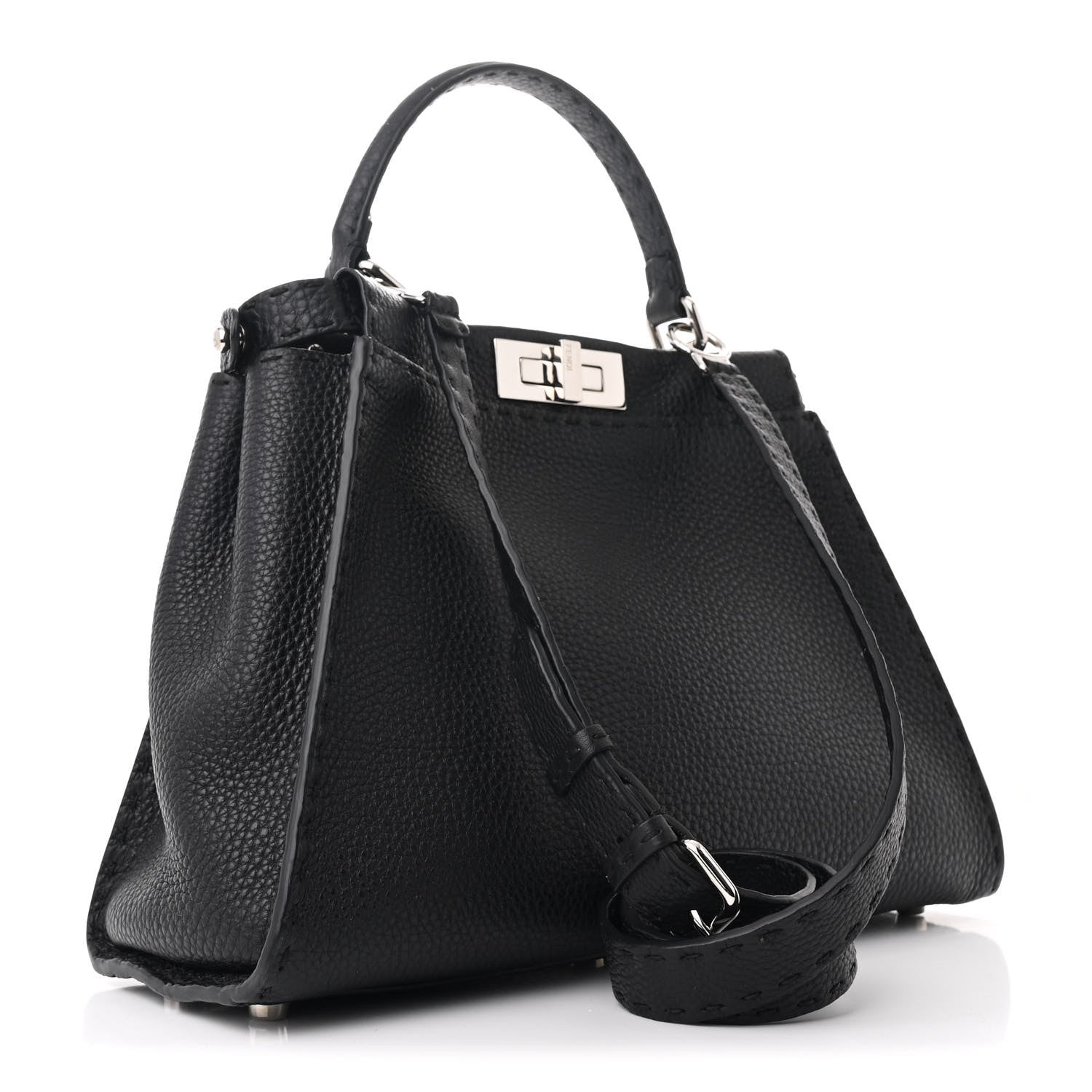Cuoio Romano Selleria Bi-Color Medium Peekaboo Iconic Satchel Black Mou