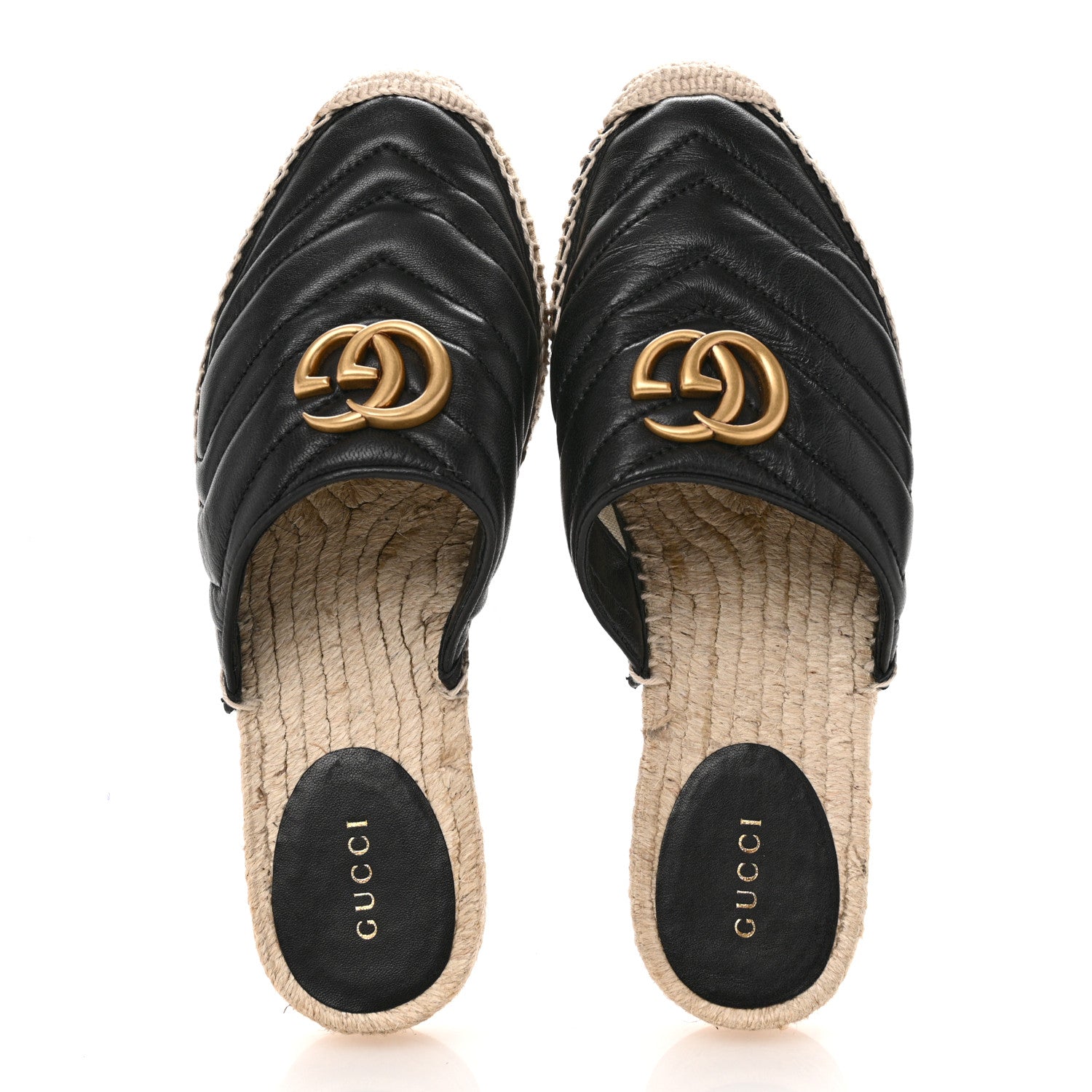 Nappa Matelasse GG Marmont Espadrille Slippers 36 Black