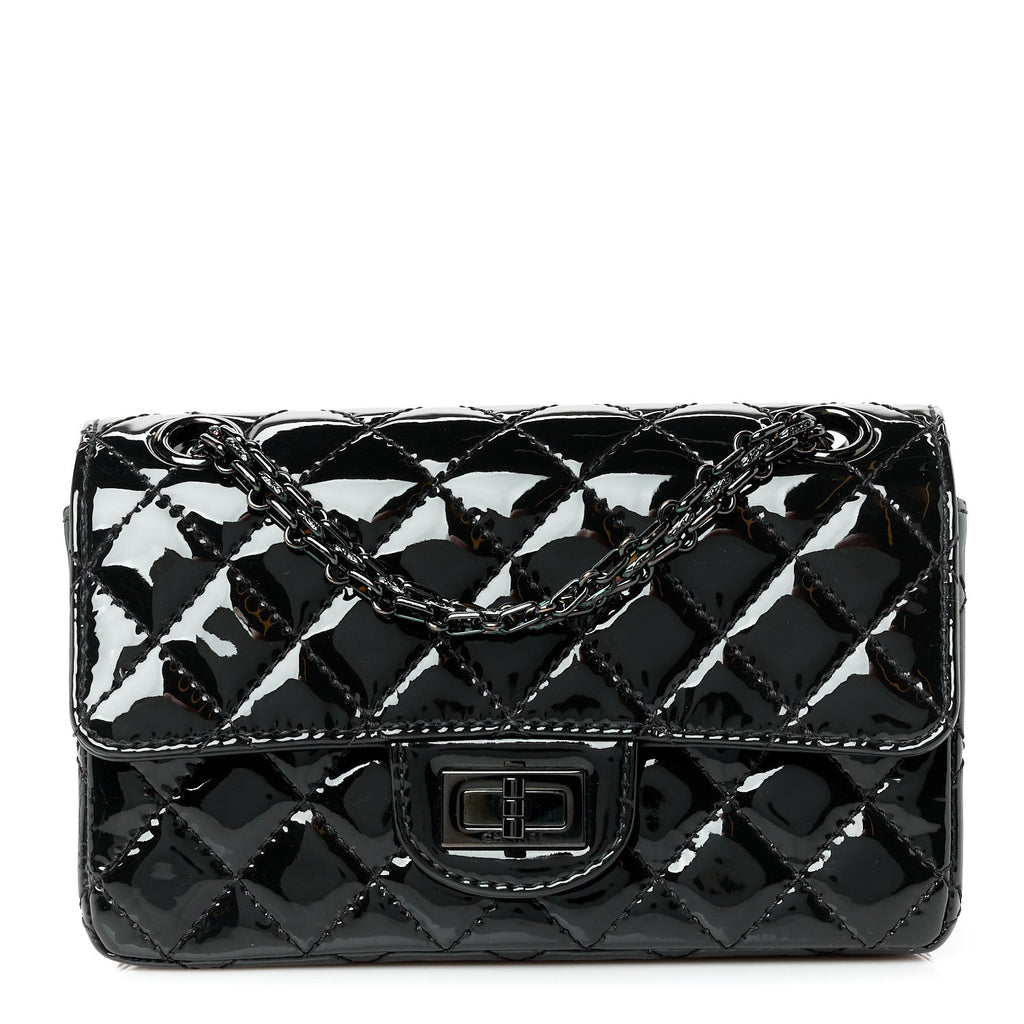 Patent Calfskin Quilted 2.55 Reissue Mini Flap So Black