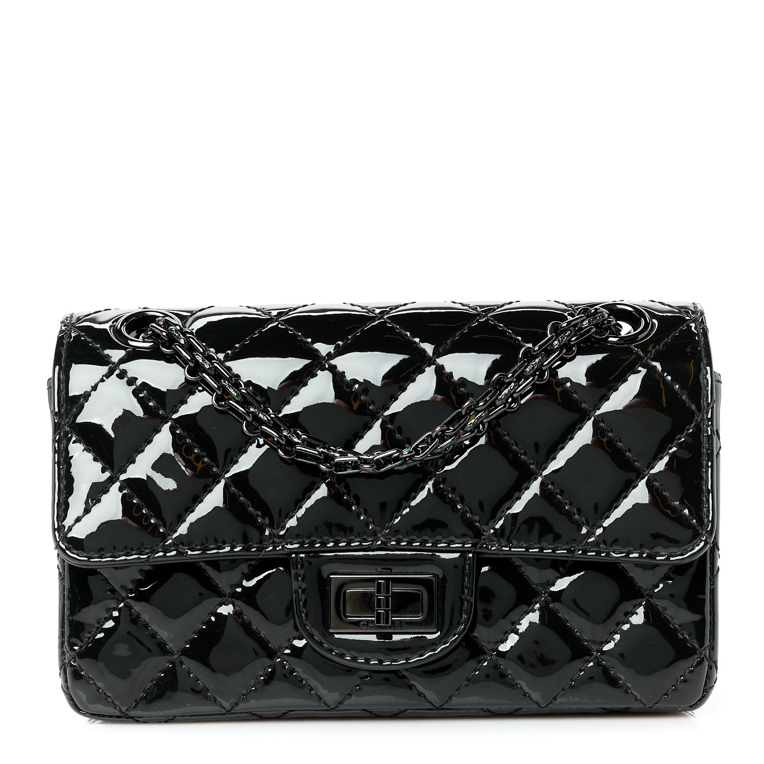 Patent Calfskin Quilted 2.55 Reissue Mini Flap So Black