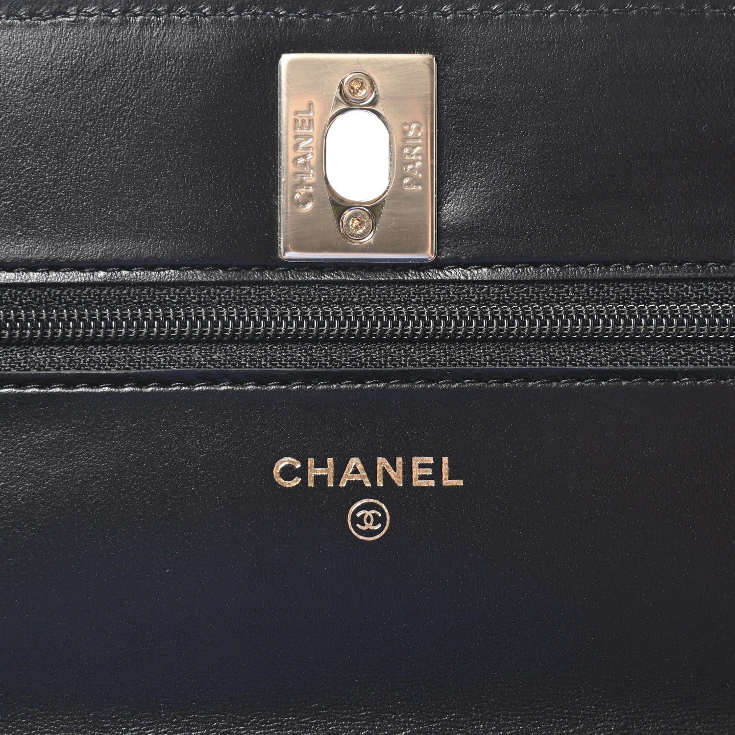 Lambskin Quilted Trendy CC Wallet On Chain WOC Black