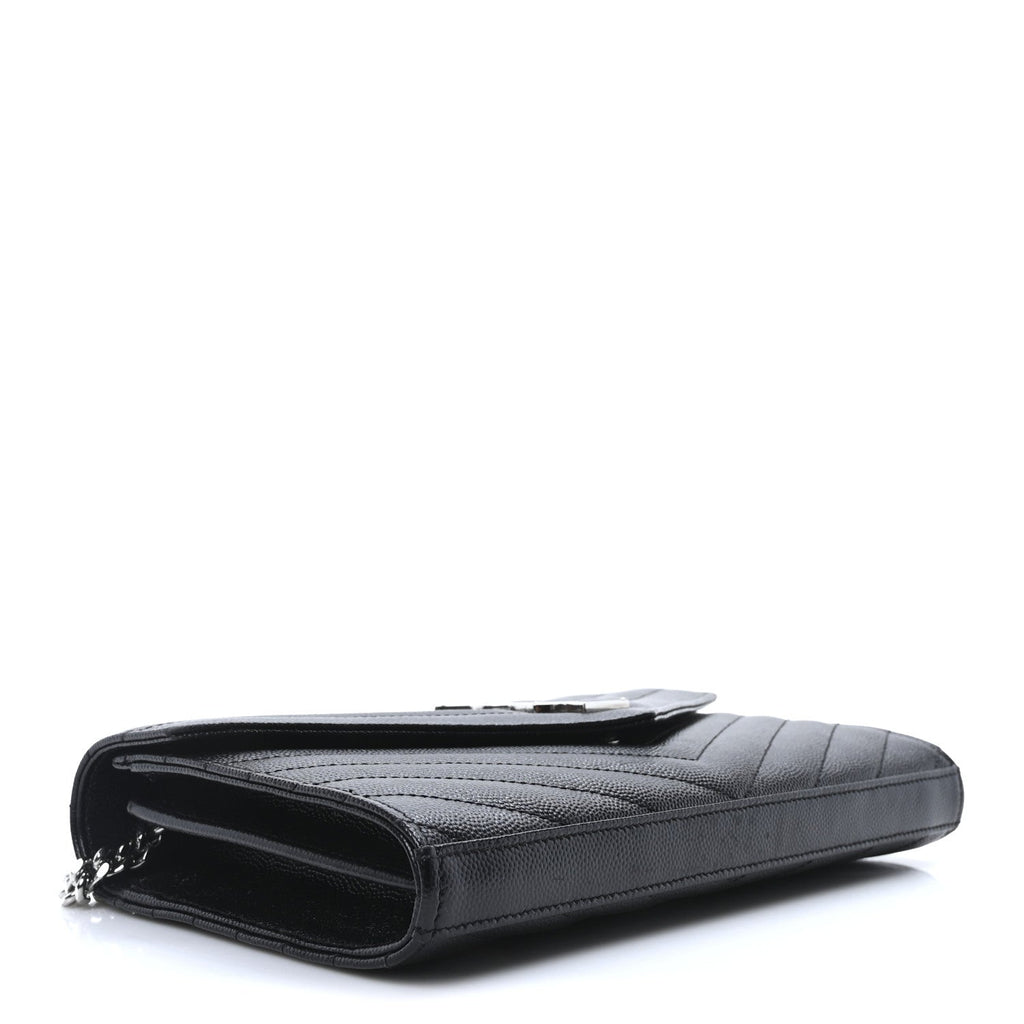Grain De Poudre Matelasse Chevron Monogram Chain Wallet Black