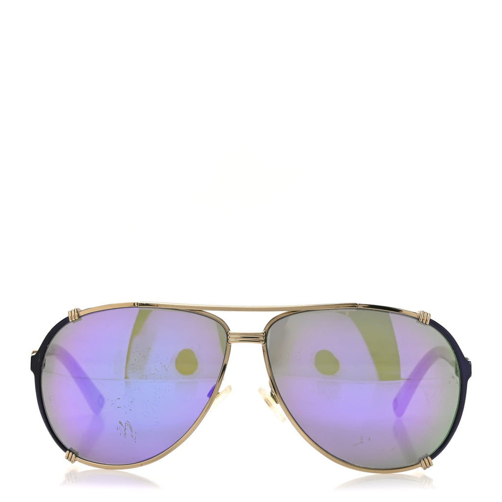Mirrored Chicago 2 Aviator Sunglasses White Purple