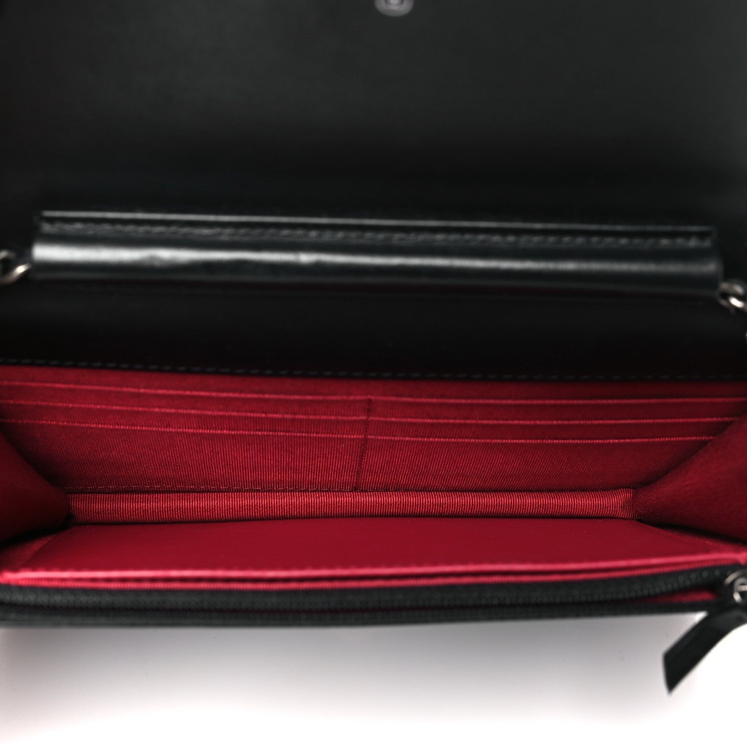 Aged Calfskin Quilted Gabrielle Wallet On Chain WOC Black