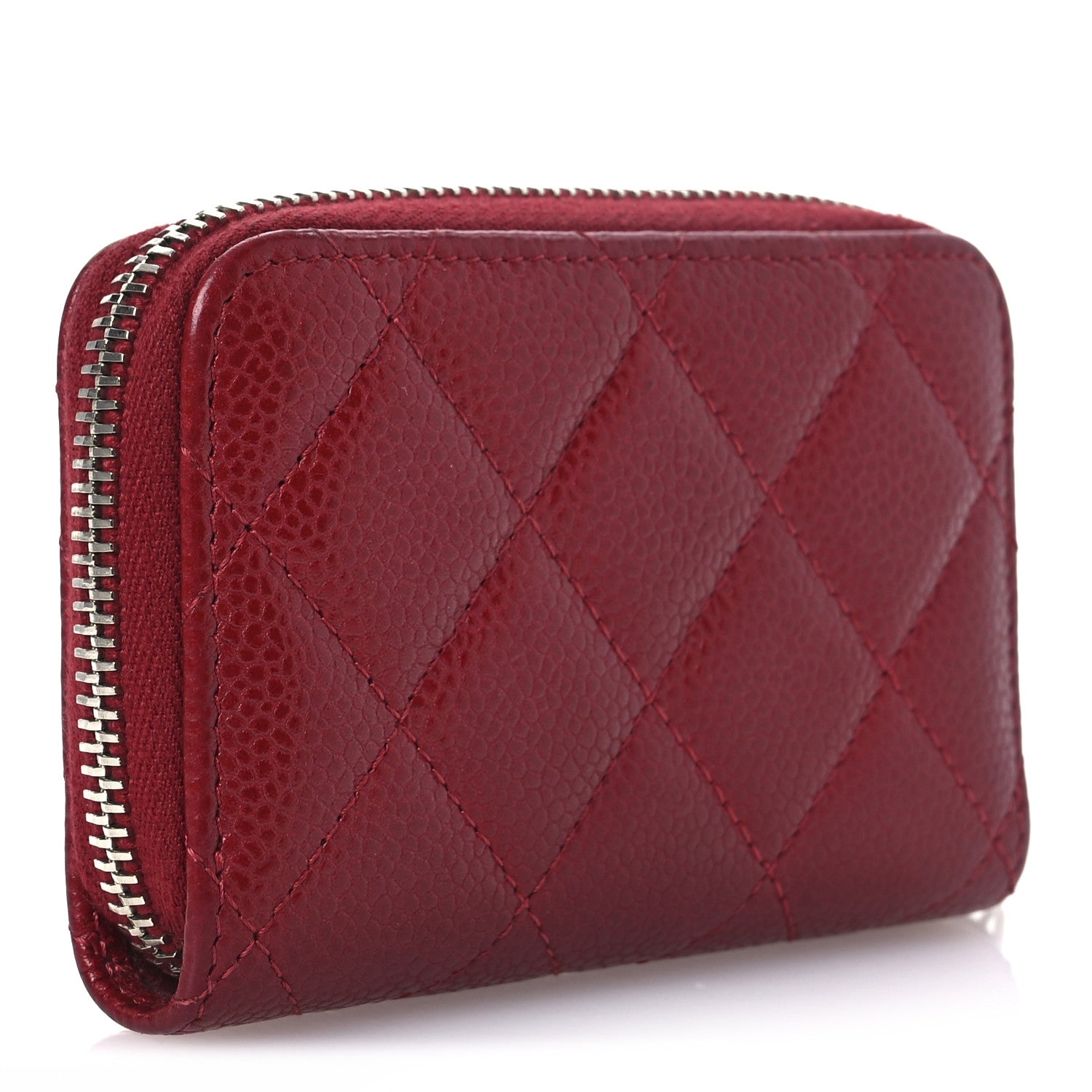 Caviar Quilted Zip Coin Purse Red
