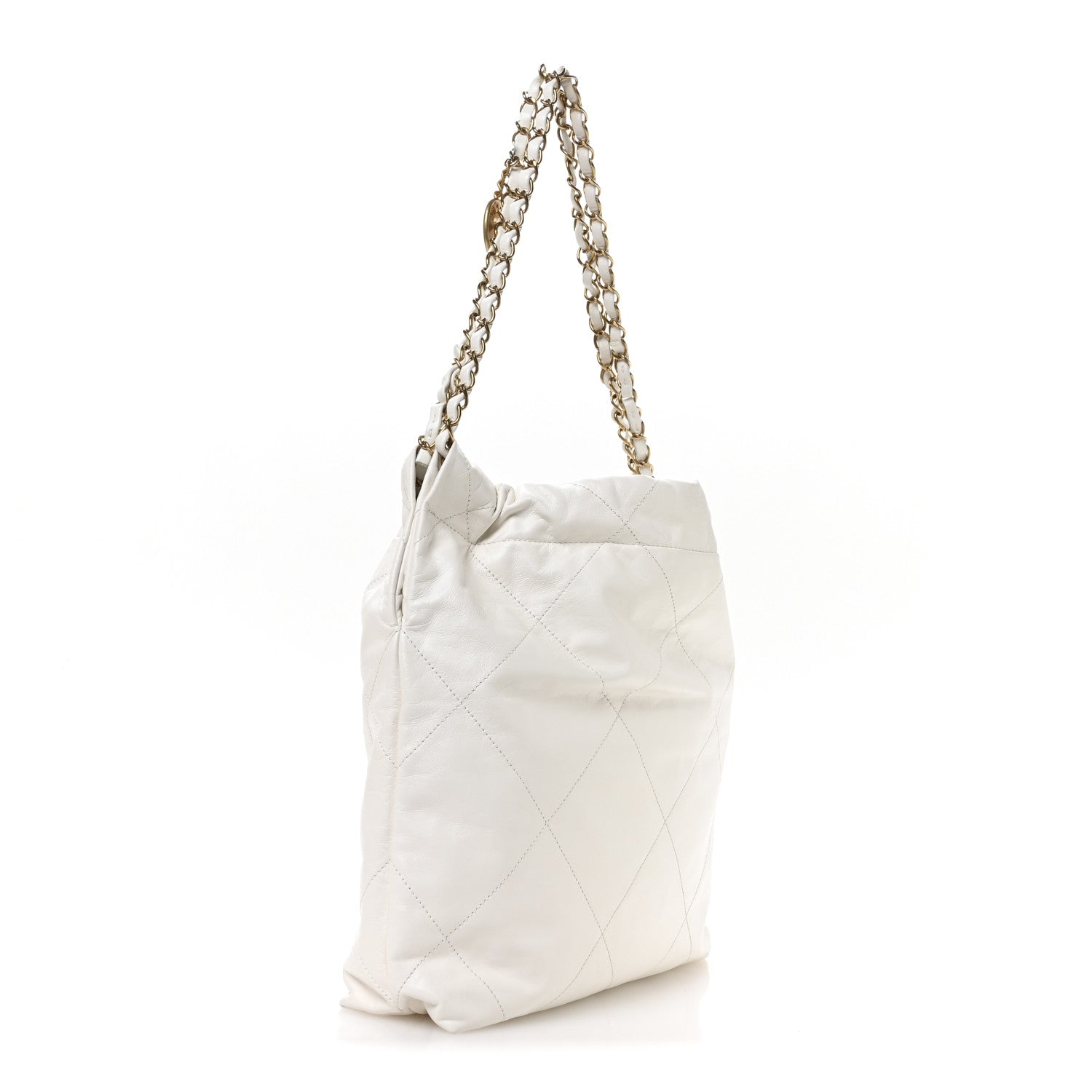 Shiny Calfskin Quilted Small Chanel 22 White