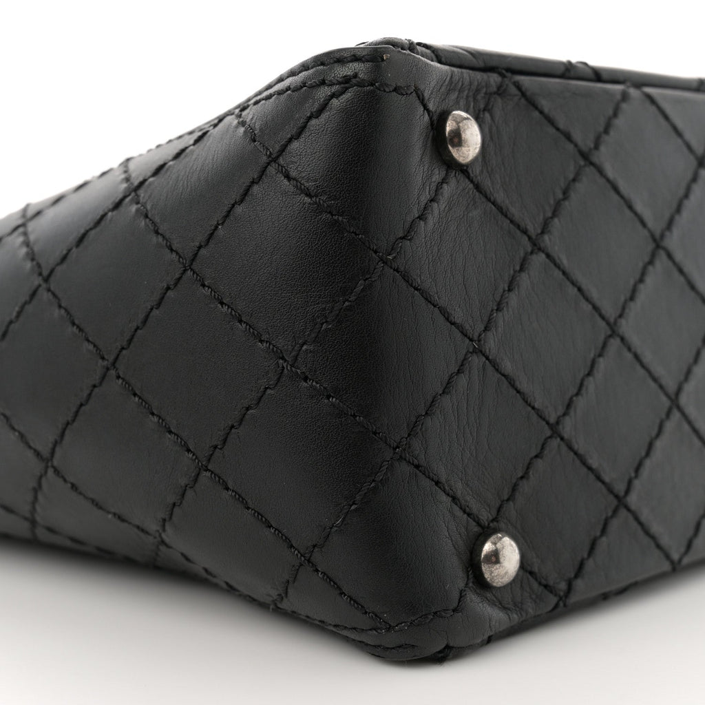 Grained Calfskin CC Pocket Tote Black