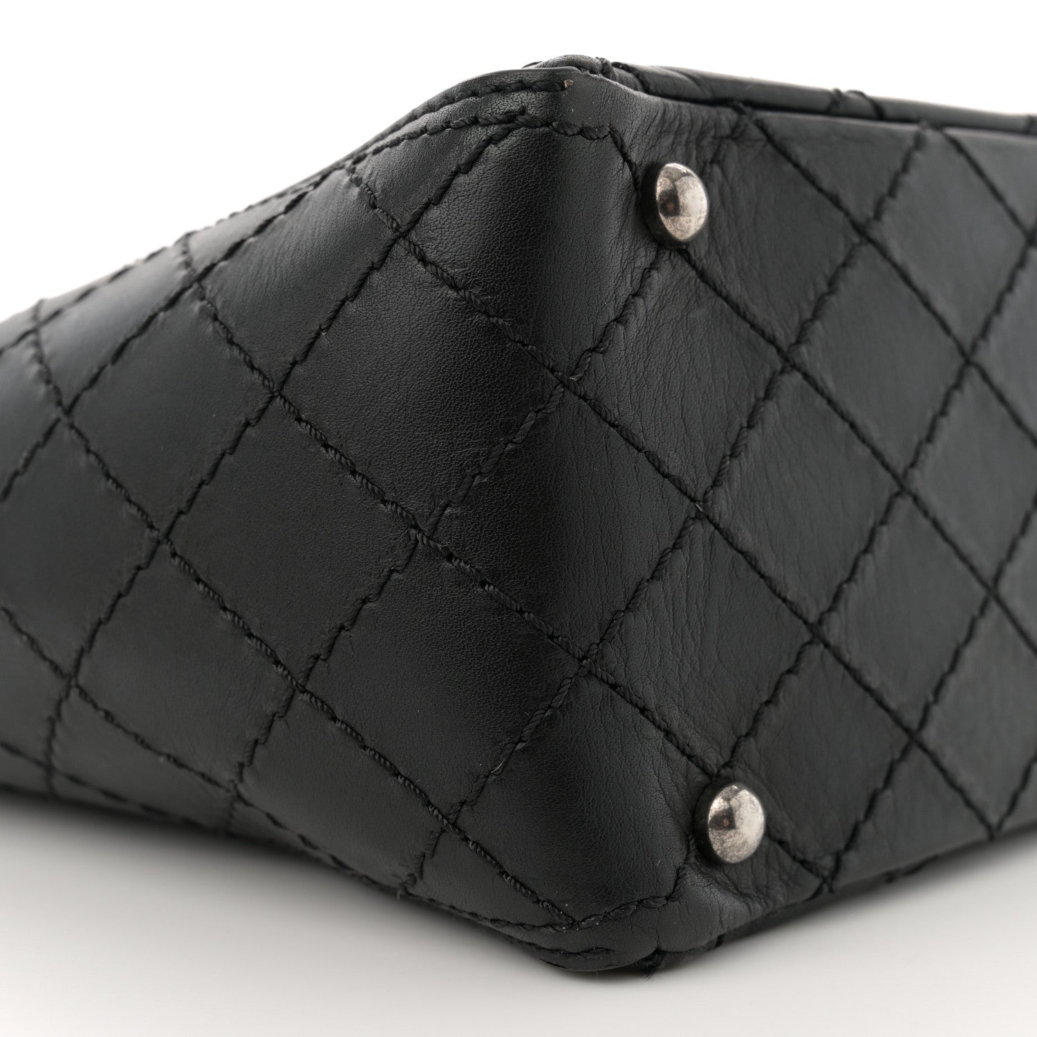 Grained Calfskin CC Pocket Tote Black