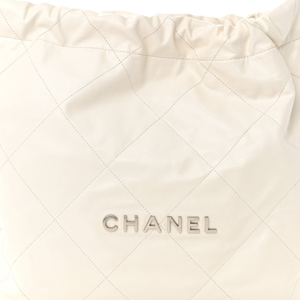 Shiny Calfskin Quilted Small Chanel 22 White