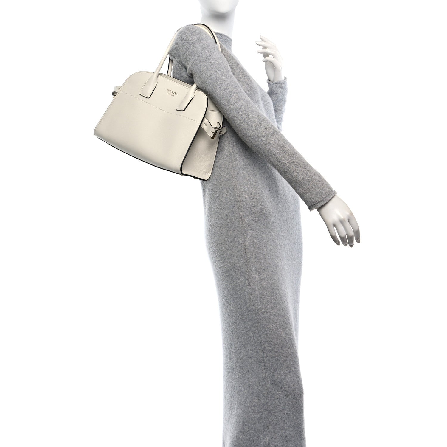 Soft Grain Calfskin Medium Tote Bag White