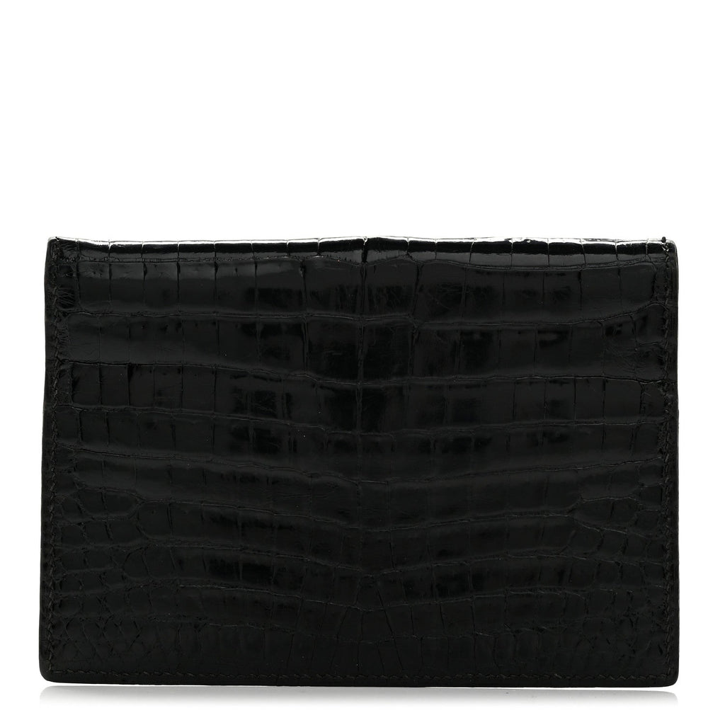 Shiny Crocodile Passport Holder Black
