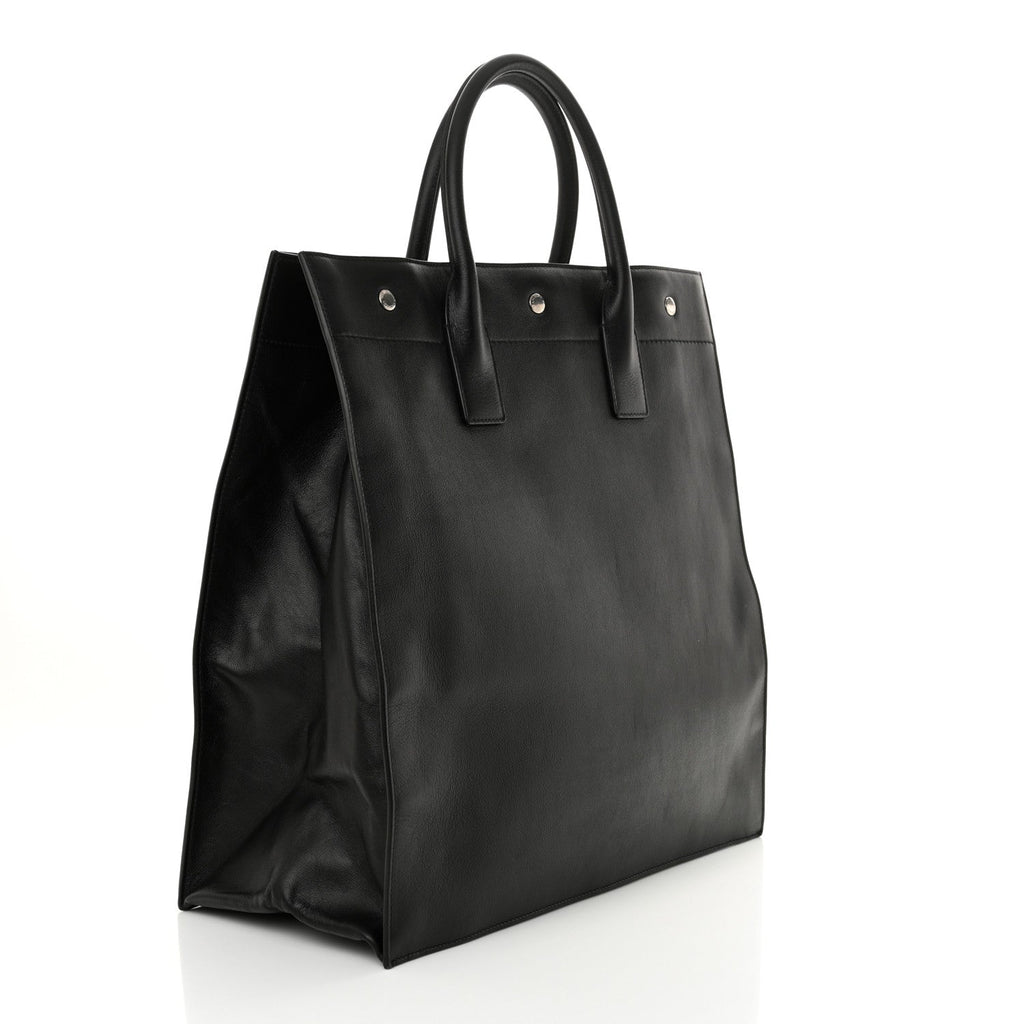 Calfskin Rive Gauche North South Tote Black