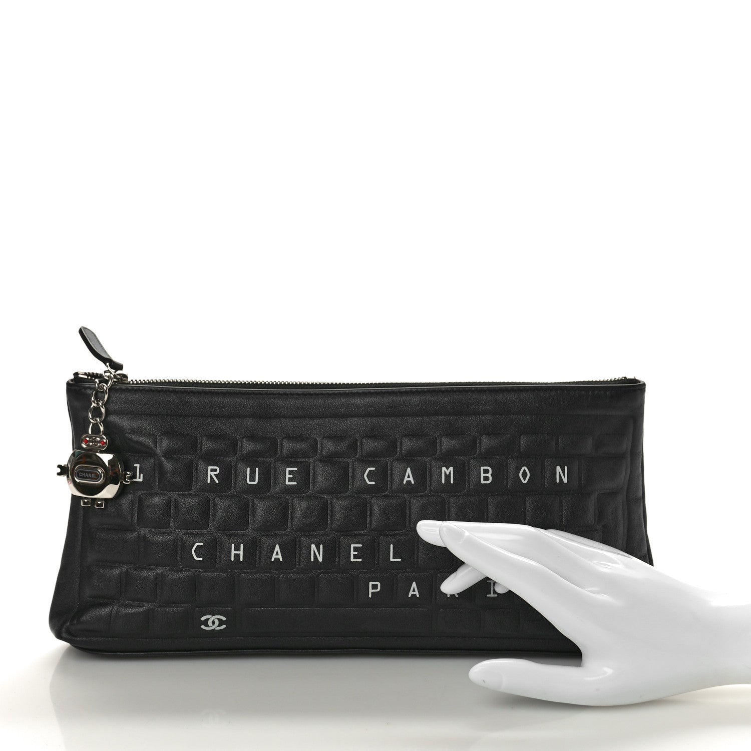 Metallic Calfskin Keyboard Pouch Black