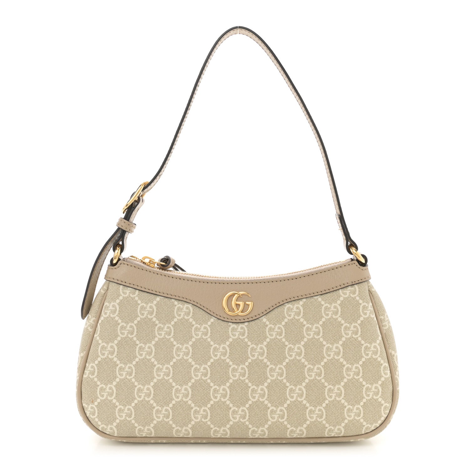 GG Supreme Monogram Textured Dollar Calfskin Small Ophidia Hobo Beige Mystic White Oatmeal