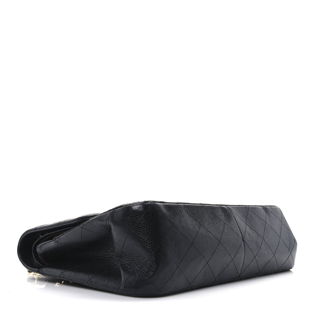Caviar Quilted Jumbo Double Flap Black