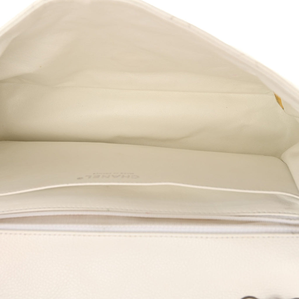 Caviar Quilted Jumbo Single Flap White