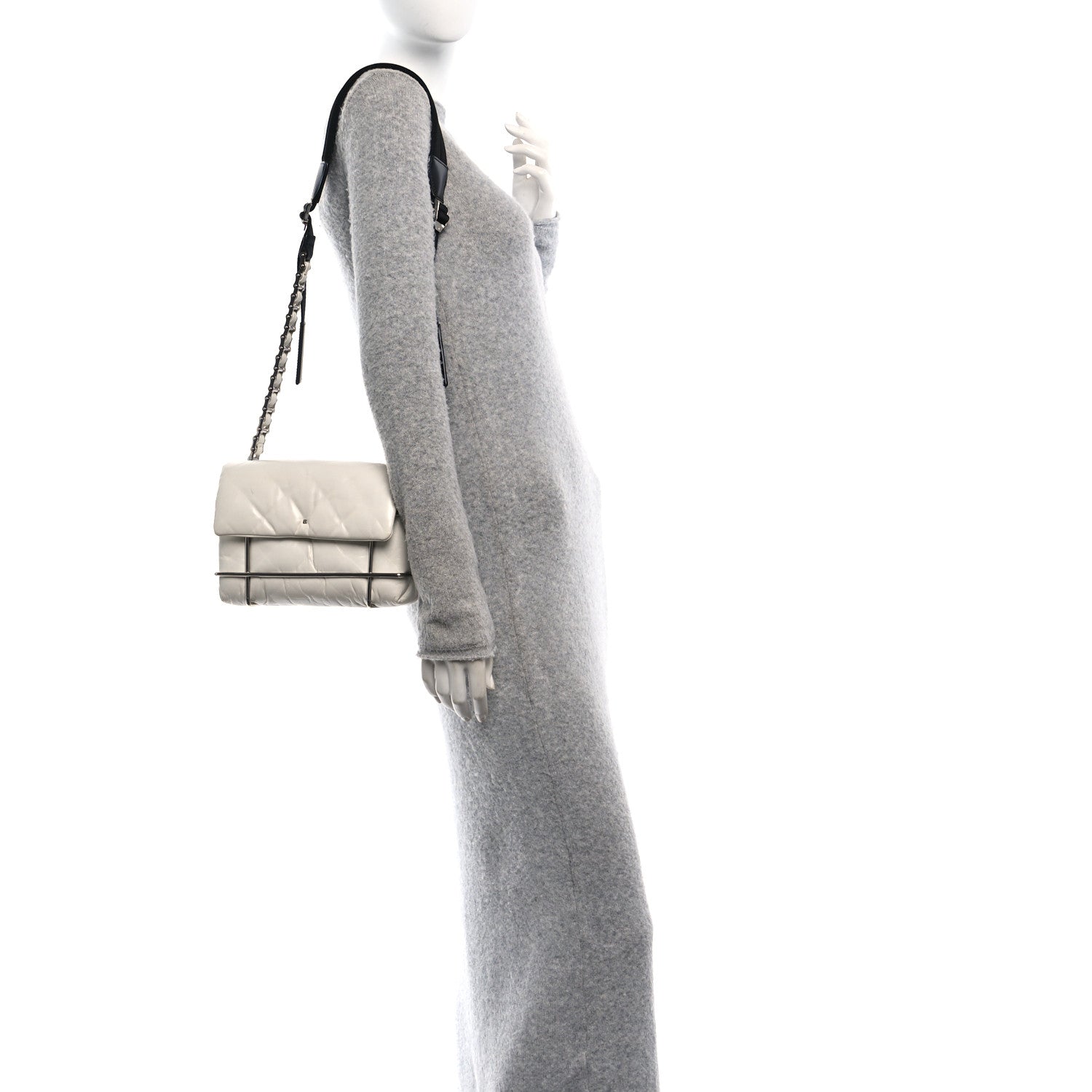 Calfskin Quilted Halo Xbody Bag White