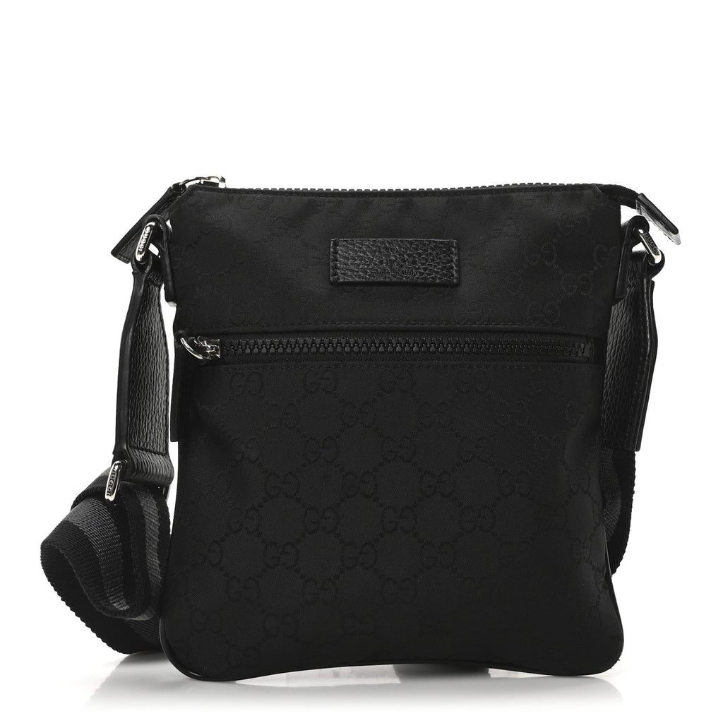 Nylon Monogram Mini Flat Messenger Bag Black
