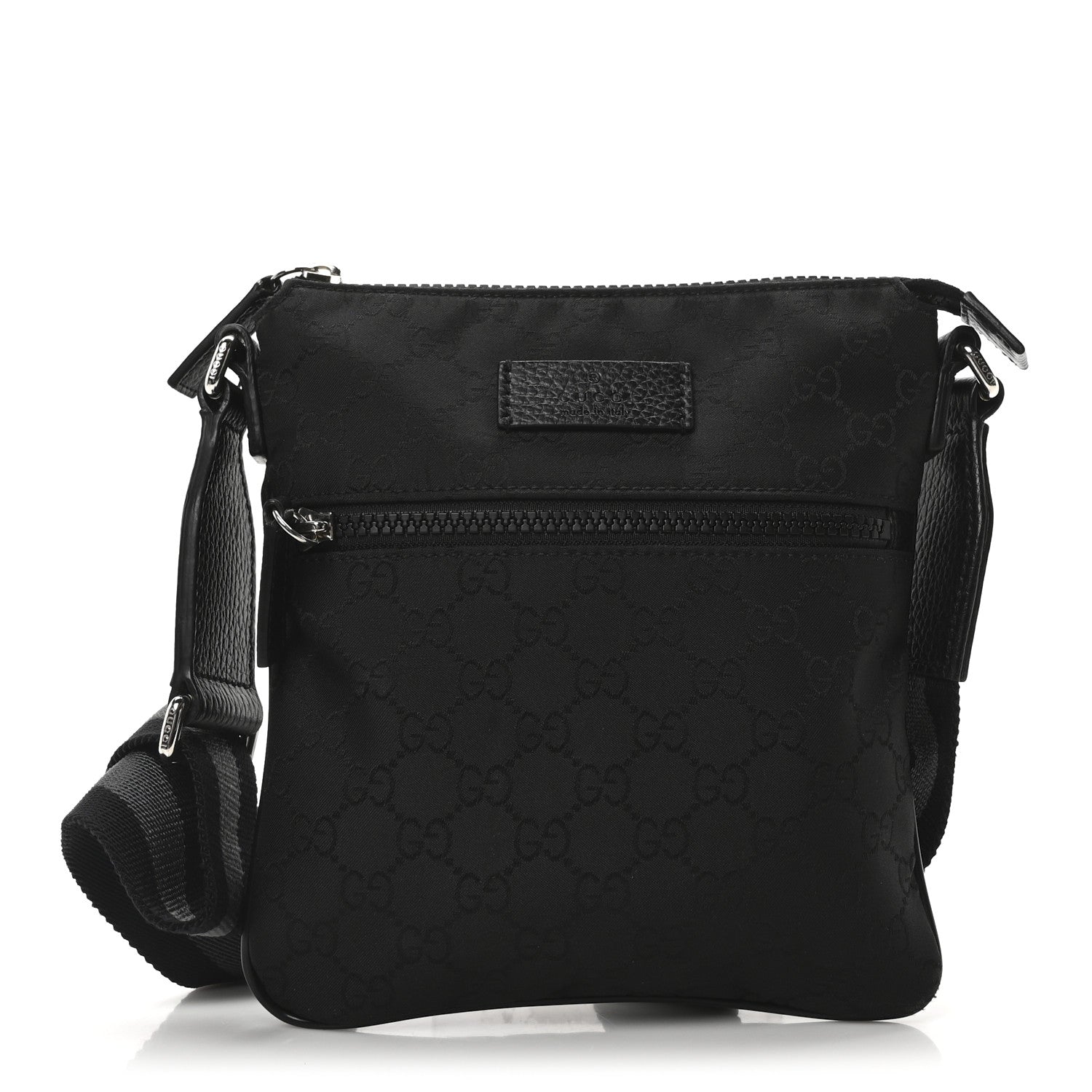 Nylon Monogram Mini Flat Messenger Bag Black