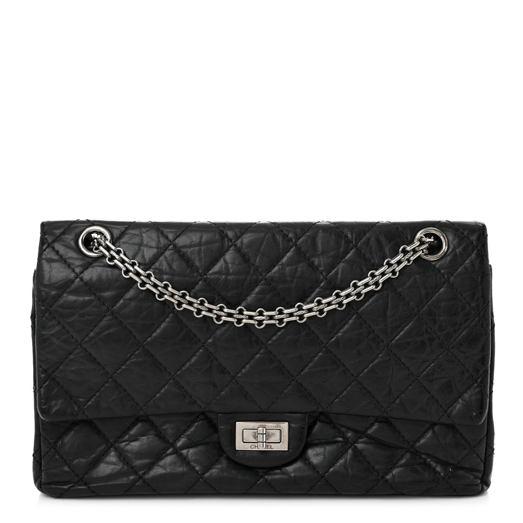 Aged Calfskin Quilted 2.55 Reissue 226 Flap Black
