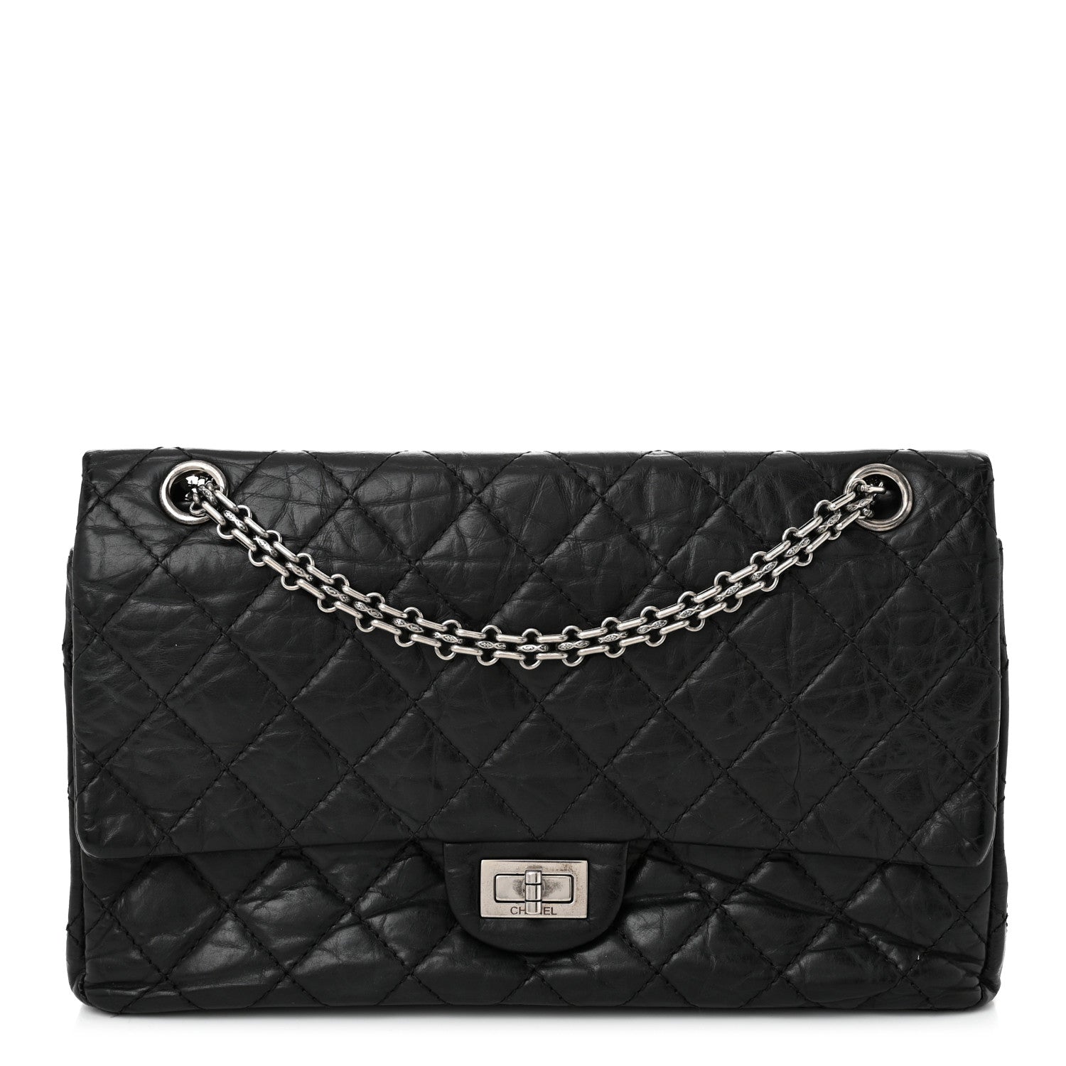 Aged Calfskin Quilted 2.55 Reissue 226 Flap Black