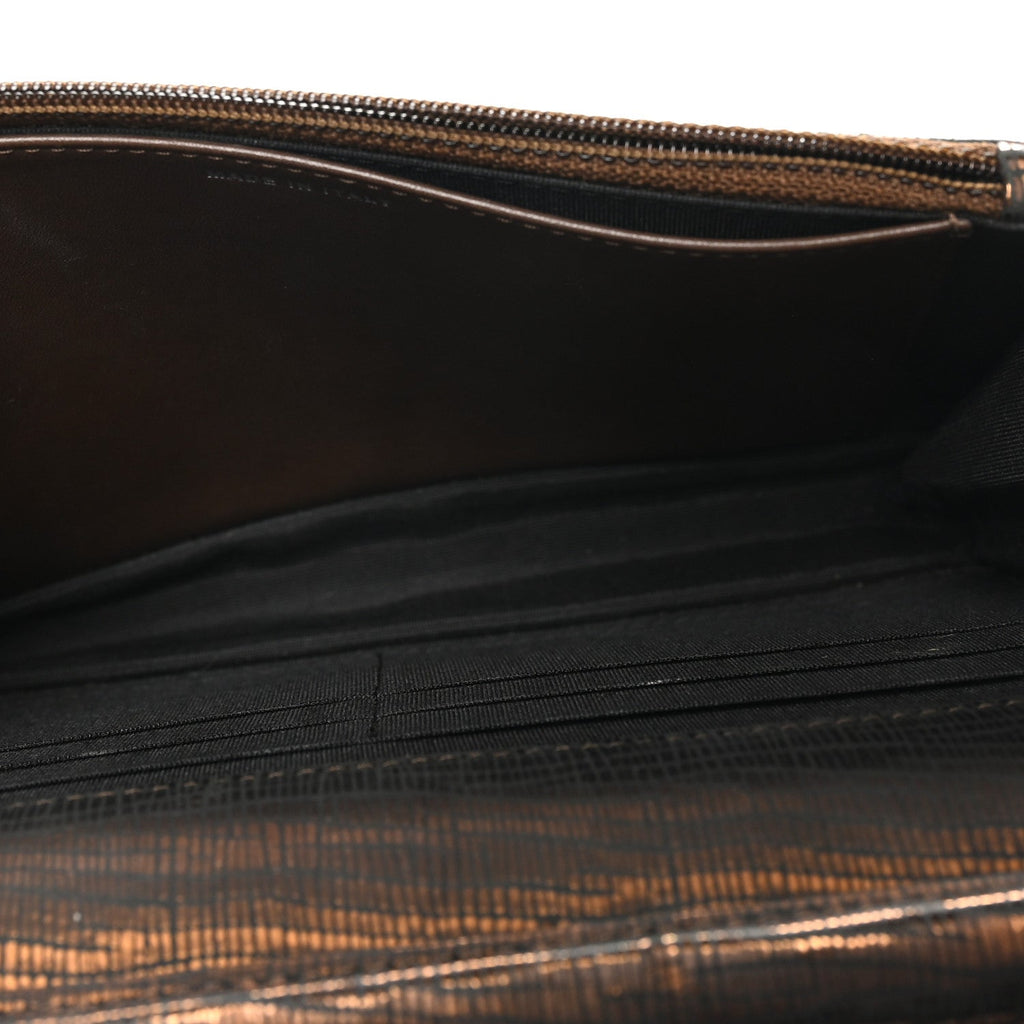 Iridescent Lizard Embossed Timeless CC Wallet on Chain WOC Brown