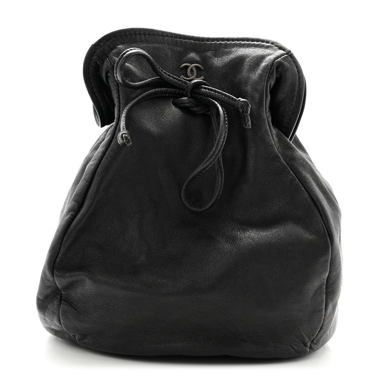 Lambskin Drawstring Bag Black