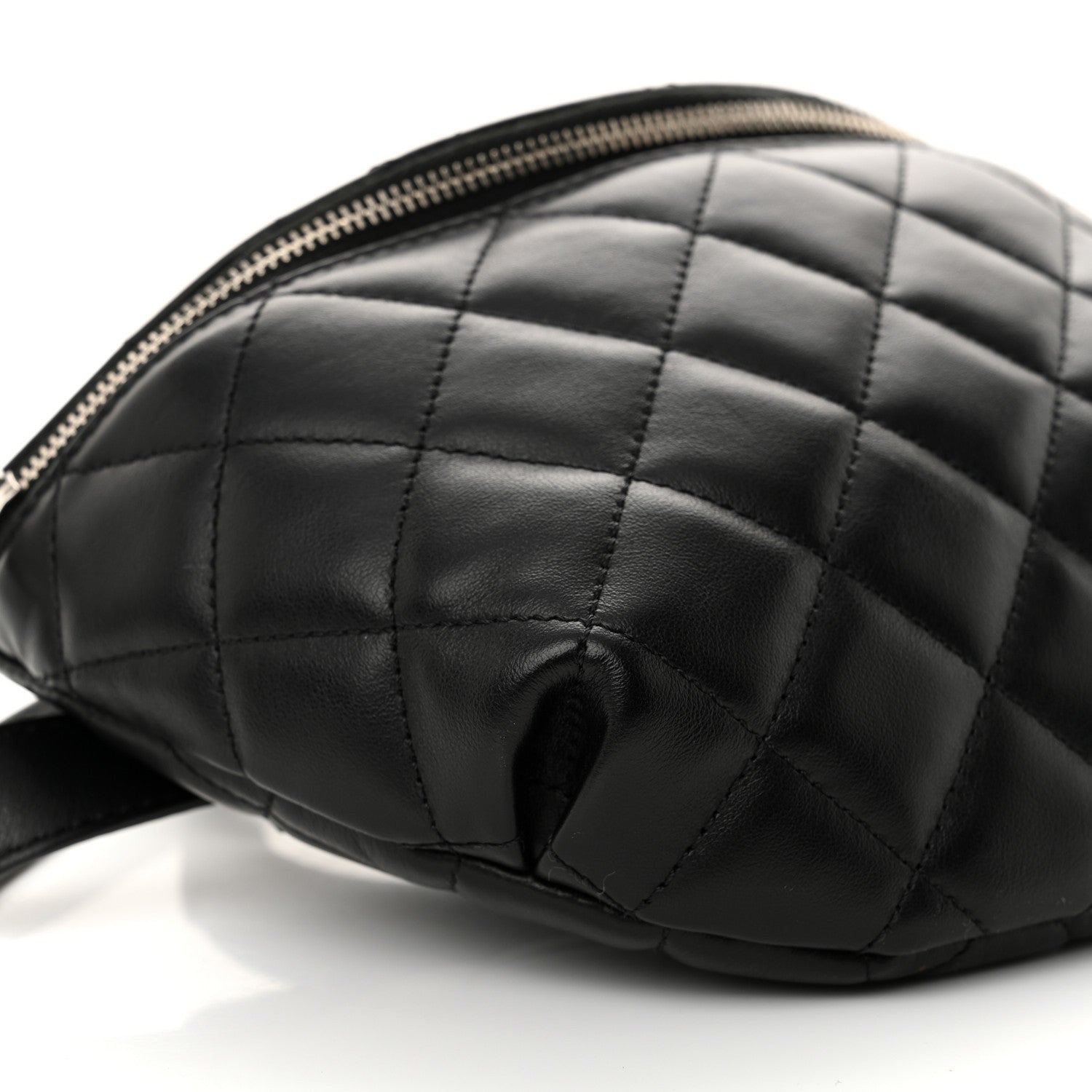 Calfskin Quilted Uniform Waist Belt Bag Black