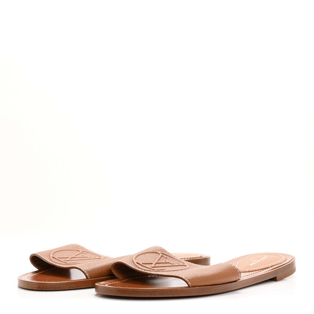 Calfskin Lock It Flat Mule 38 Cognac