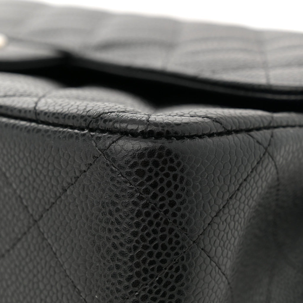 Caviar Quilted Jumbo Double Flap Black