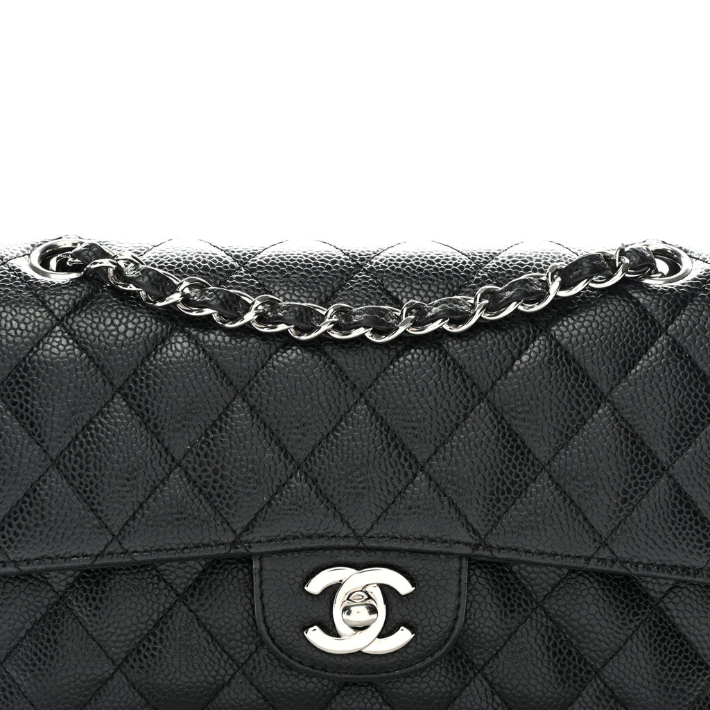 Caviar Quilted Small Double Flap Black