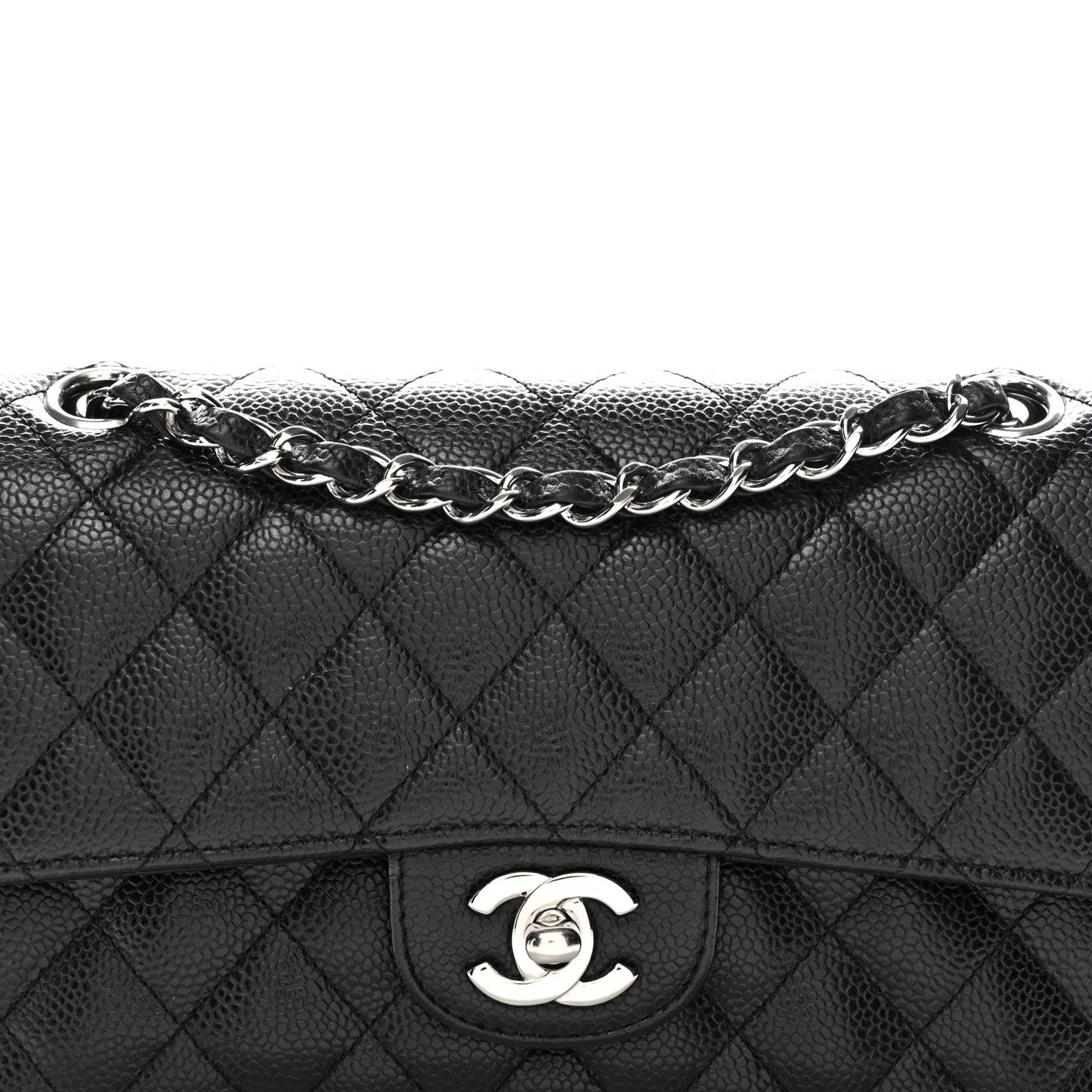 Caviar Quilted Small Double Flap Black