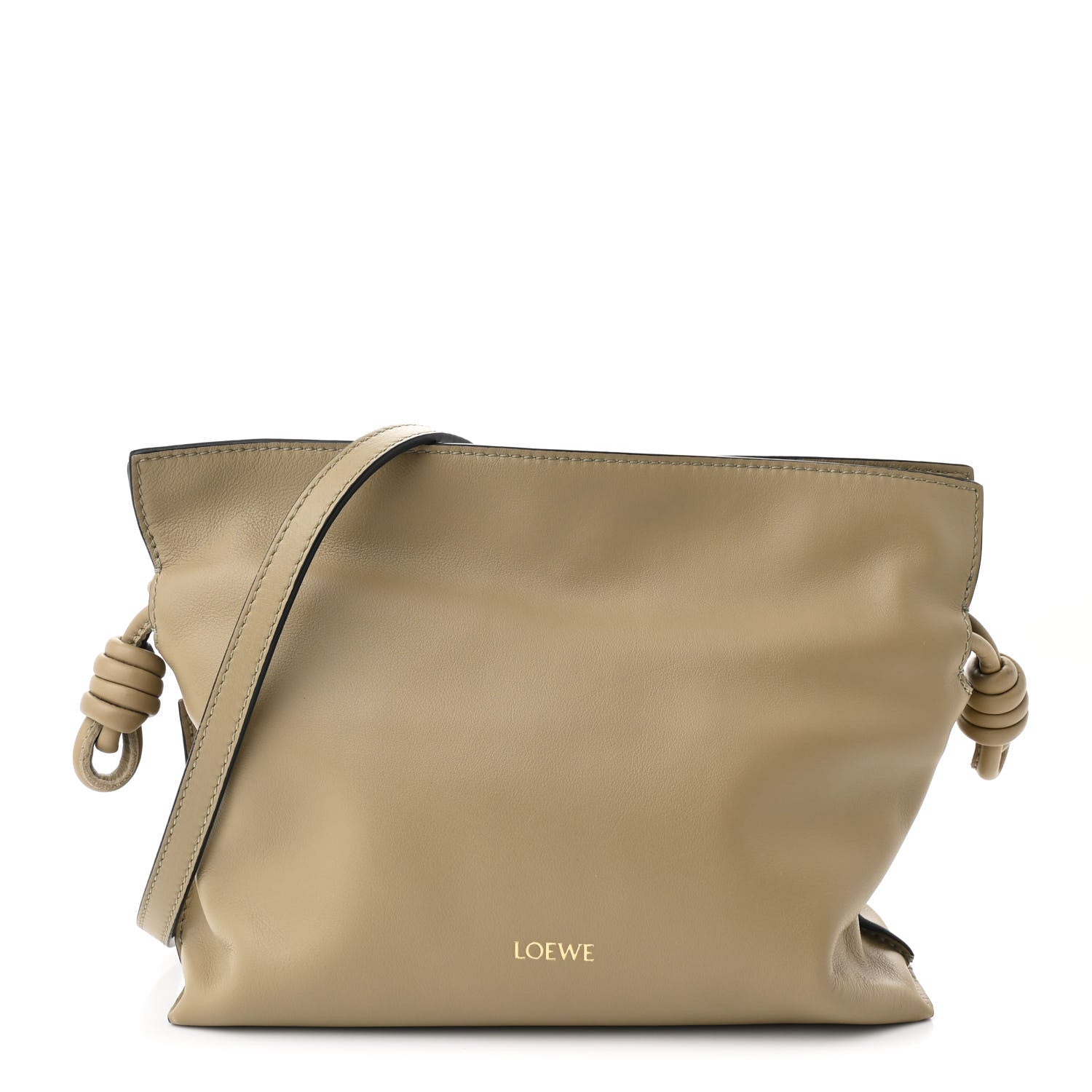 Calfskin Mini Flamenco Knot Clutch Clay Green