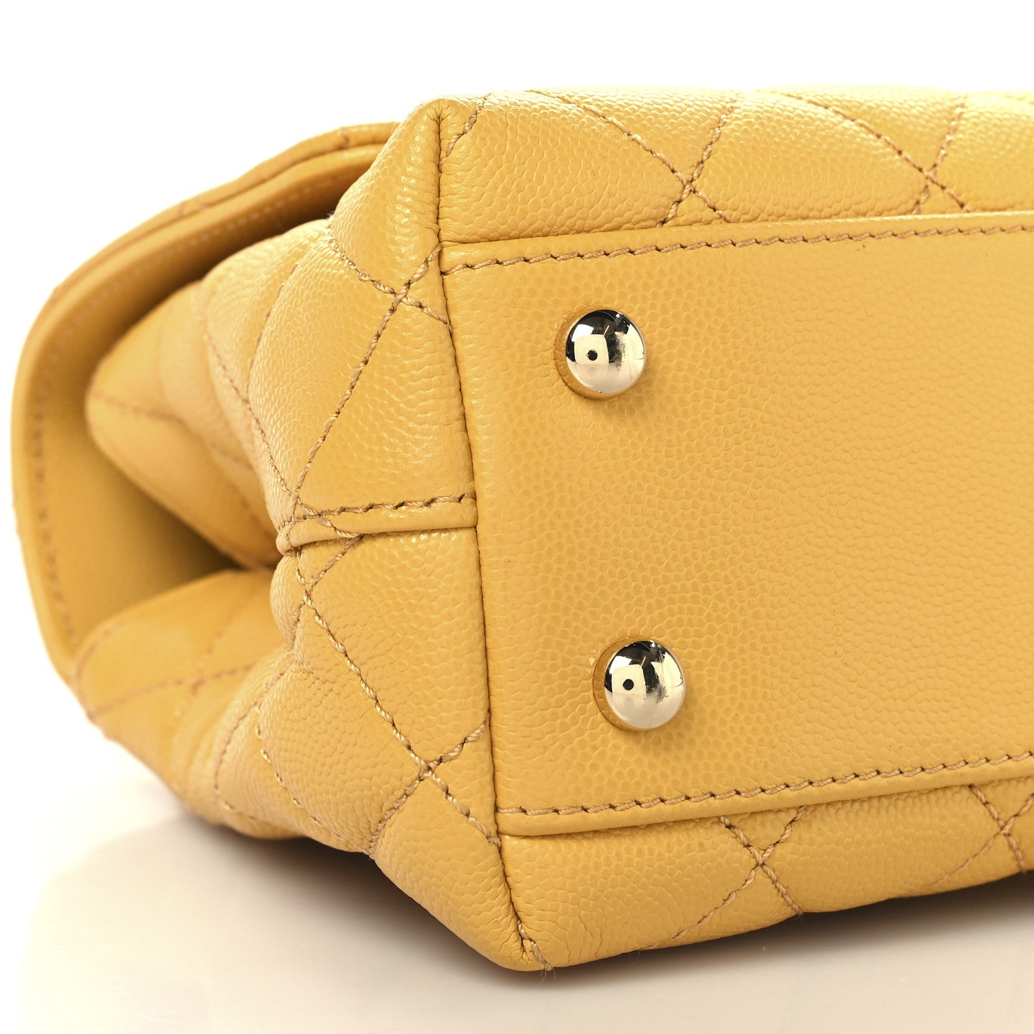 Caviar Lizard Embossed Quilted Mini Coco Handle Flap Yellow
