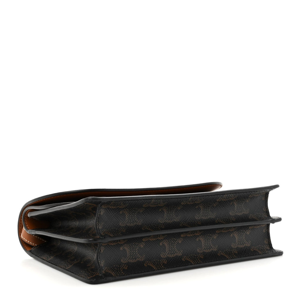 Triomphe Canvas Lambskin Wallet On Strap Tan